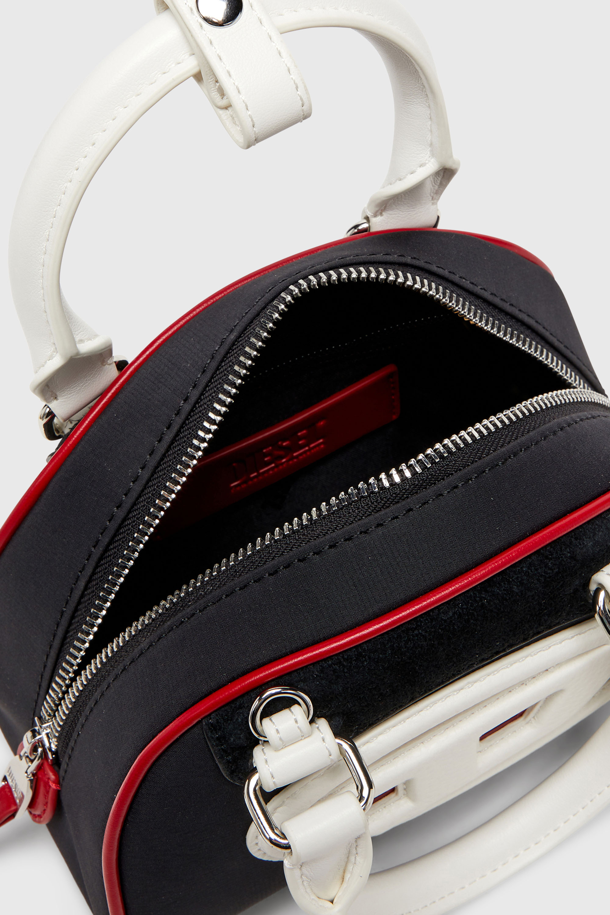 Diesel - 1DR DOME CROSSBODY, Woman's 1DR Dome-Colour-block small bowling bag in Black/White - 4