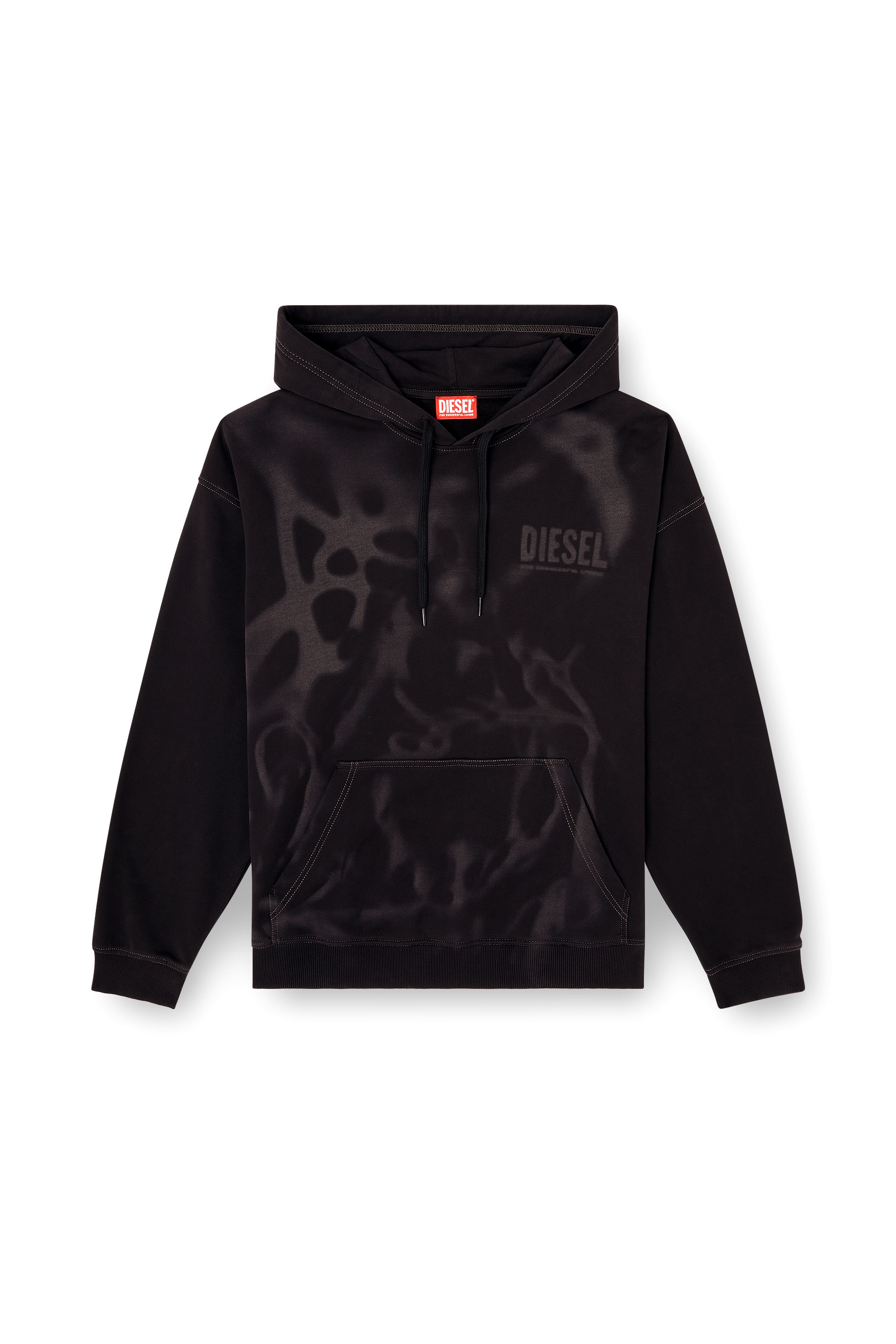 Diesel - S-BOXT-HOOD-V2, Man's Cotton hoodie with lasered prints in Black - 2