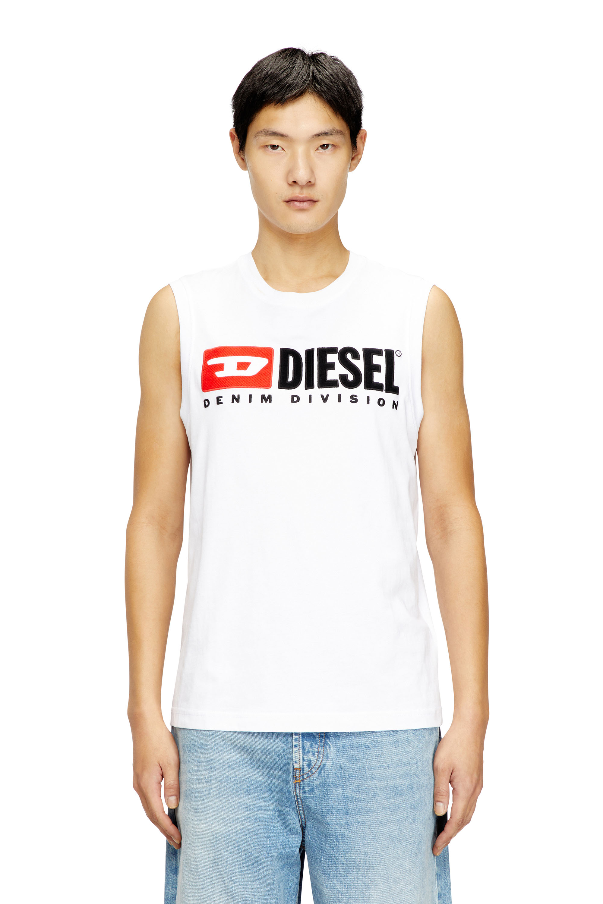 Diesel - T-ISCO-DIV, Man's Tank top with chest logo print in White - 1