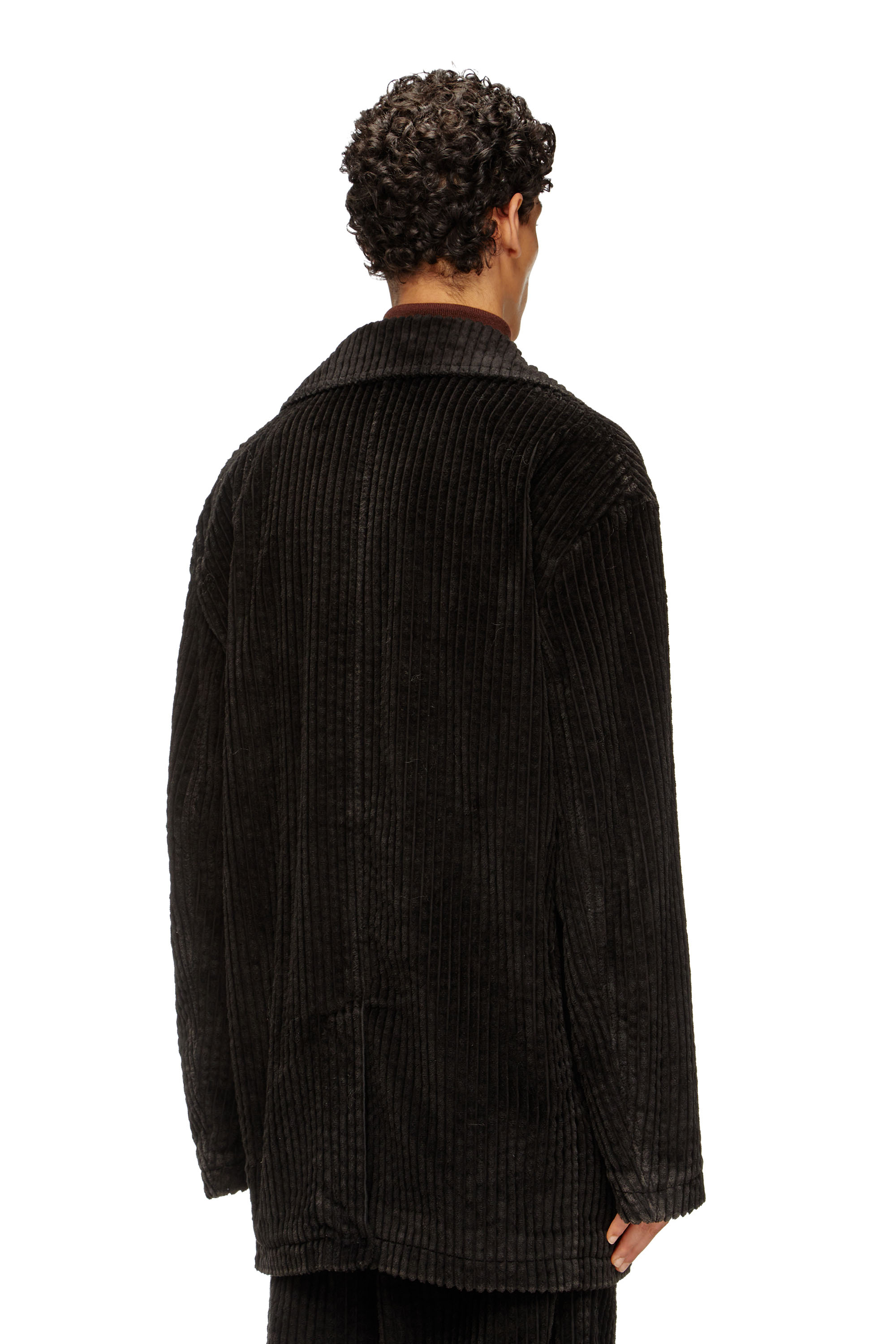 Diesel - W-OTIS, Man's Pea coat in treated corduroy in Brown - 4