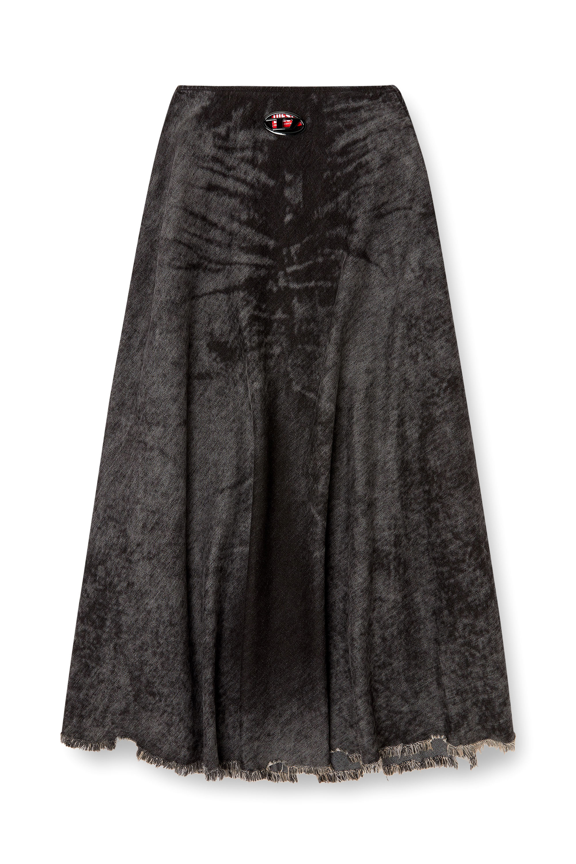 DE-HANNIE-FSH, Black Diesel - DE-HANNIE-FSH, Woman's Full skirt in lasered cotton-hemp denim in Black - 2