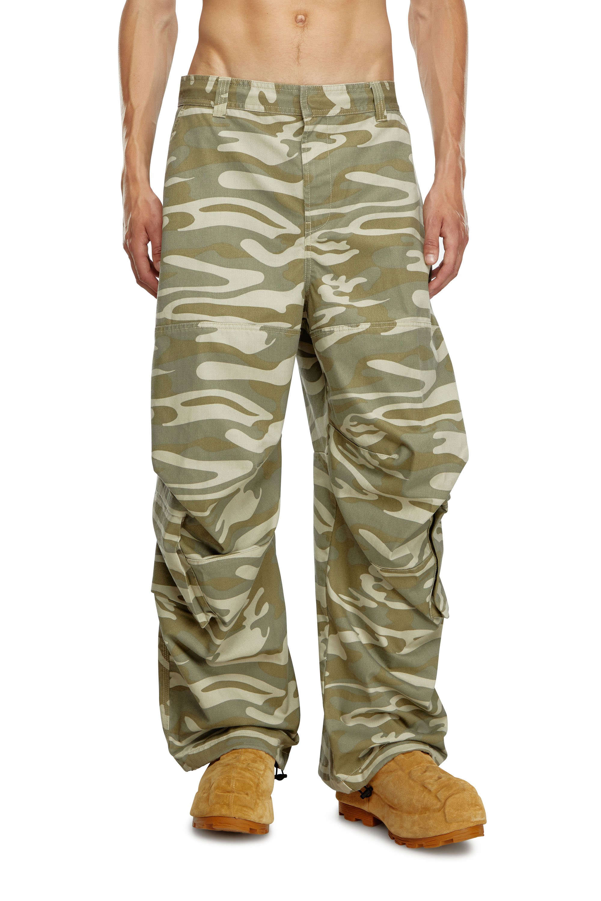 Diesel - P-ARNE-B, Man's Cargo pants with camo print in Military Green - 1