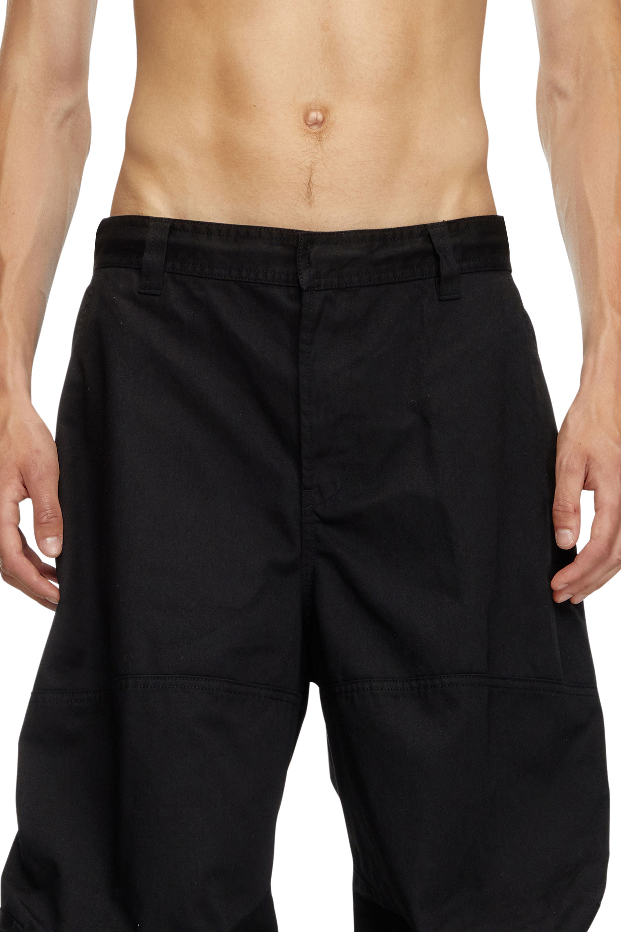 Diesel - P-ARNE-A, Man's Cargo pants in technical cotton twill in Black - 5