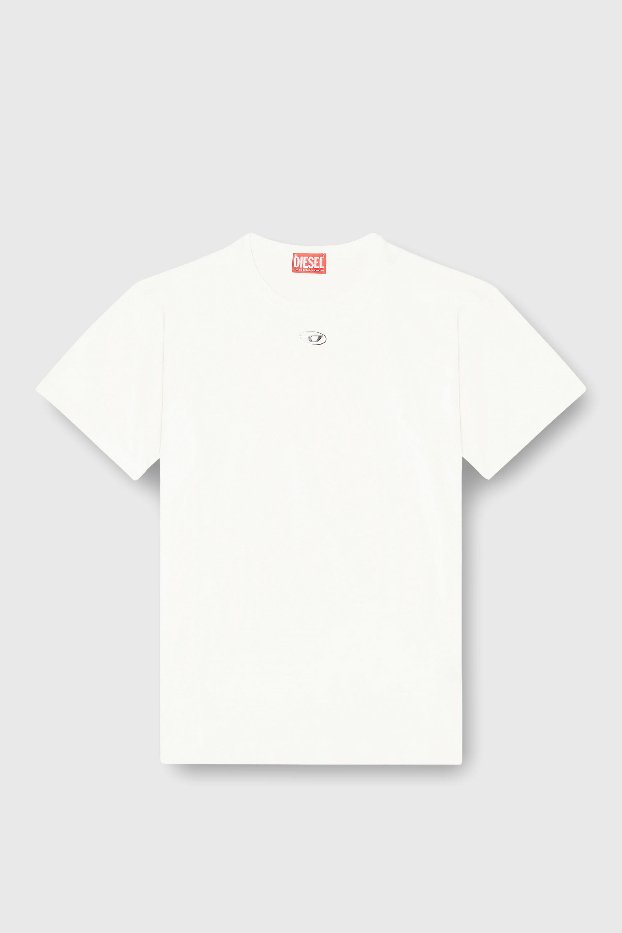 Diesel - T-NORMY-OD-S1, Woman's Cotton T-shirt with metallic Oval D in White - 2