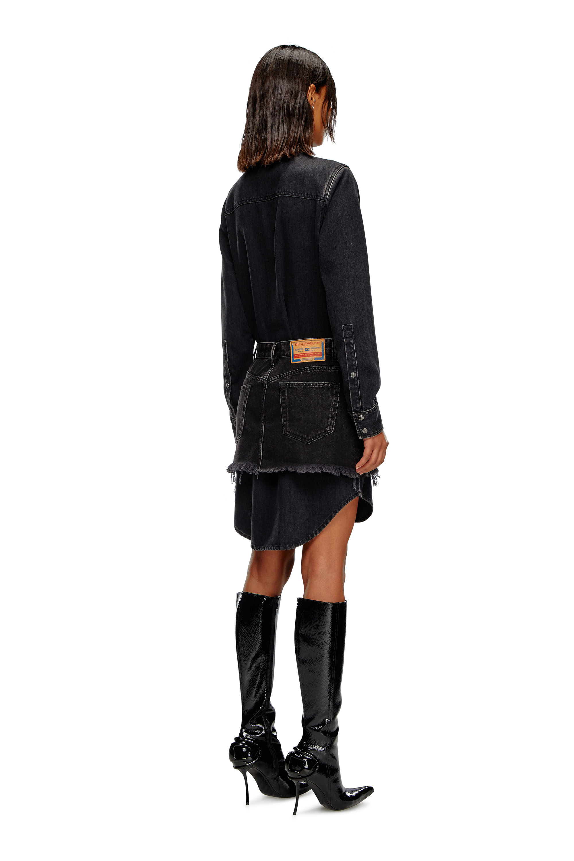 Diesel - DE-DESY-D, Woman Denim dress with skirt detail in Black - Image 4
