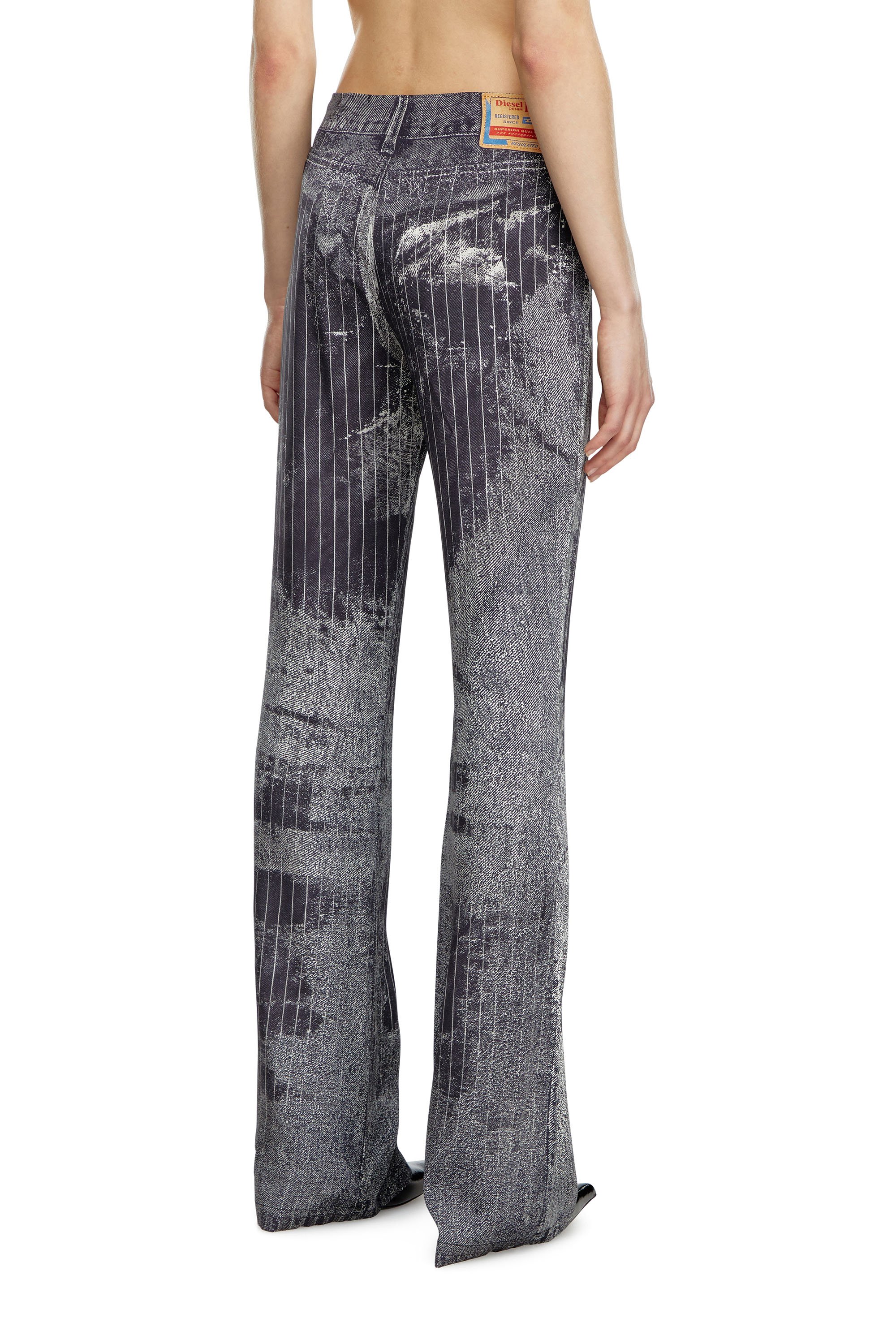 Diesel - P-RETTY, Woman Bootcut satin pants with pinstripe print in Black - Image 3