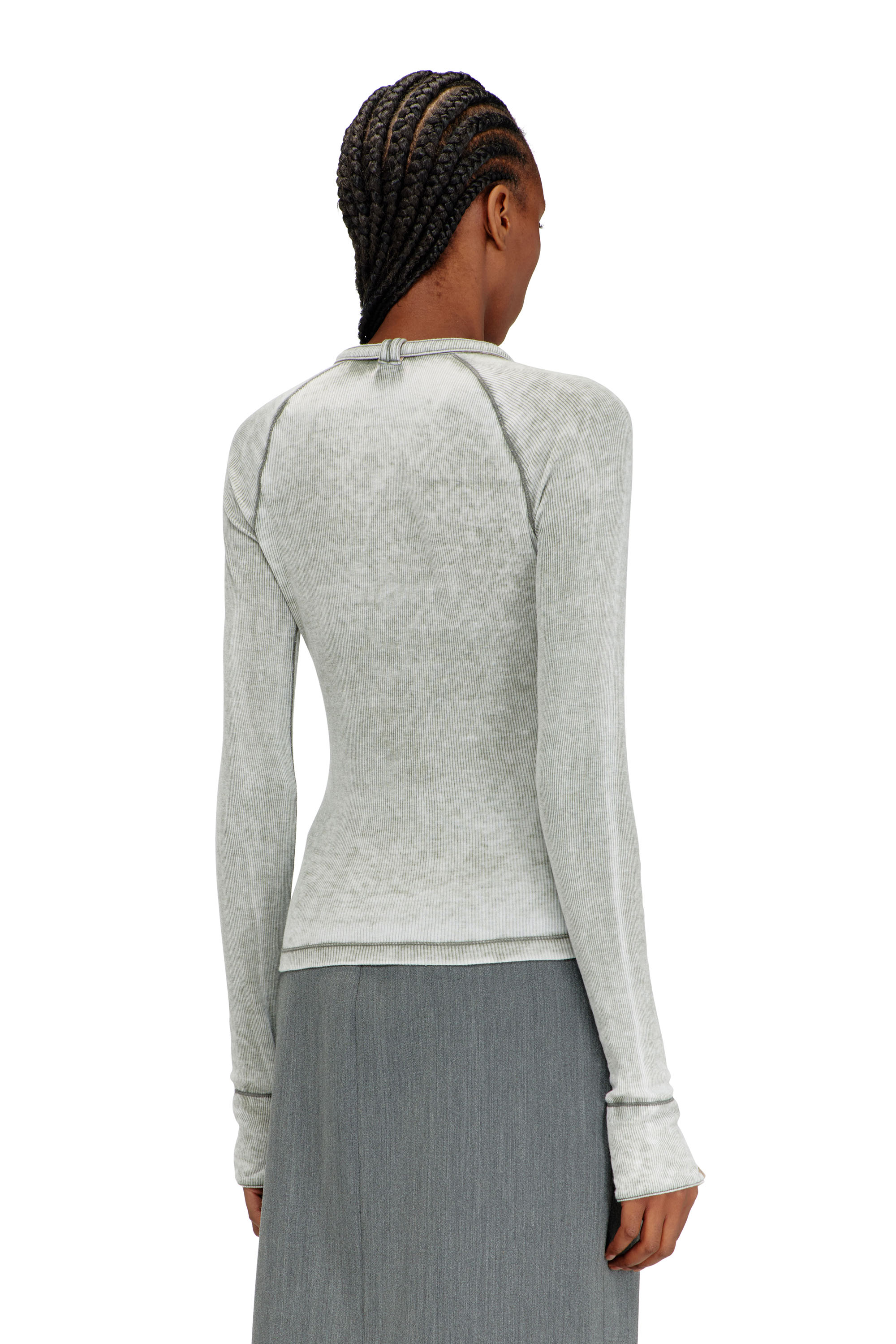 Diesel - T-ECLA, Woman's Rib-jersey top with biker neck strap in null - 4