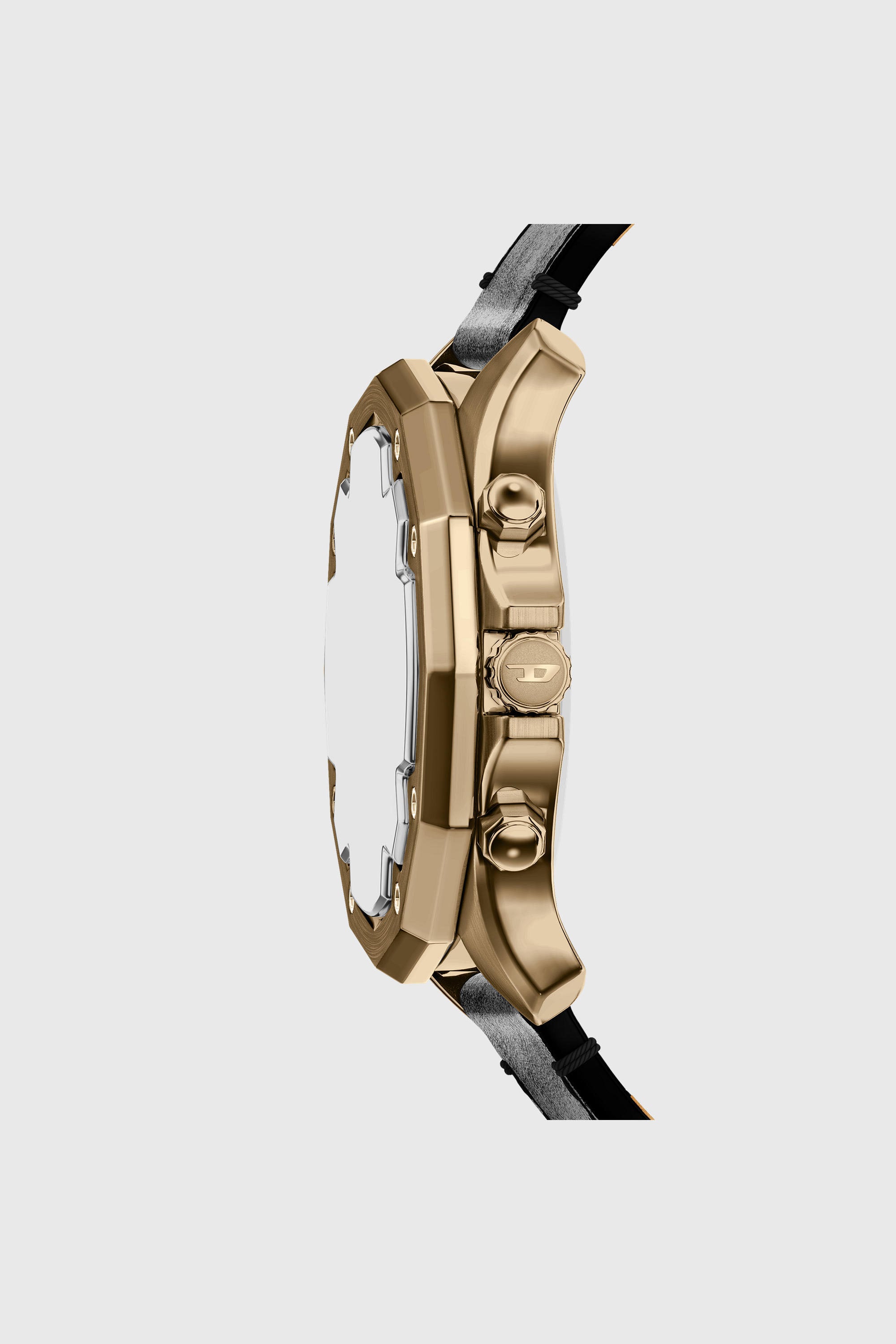 Diesel - DZ4733 WATCH, Man's Stinger antique gold-tone leather watch in Black - 3