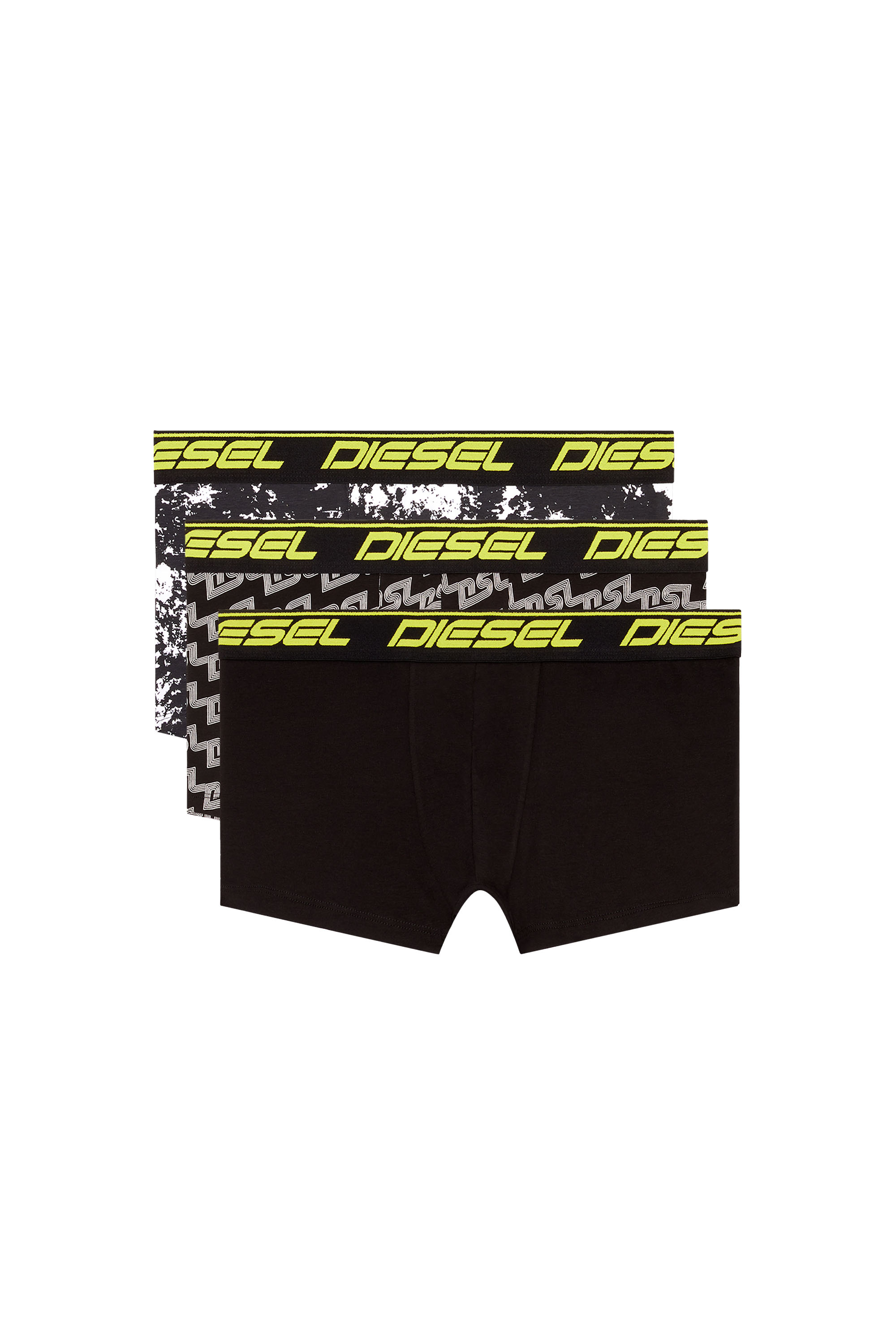 Diesel - UMBX-DAMIENTHREEPACK, Man's Three-pack cloudy-print boxer briefs in Black/Yellow - 1