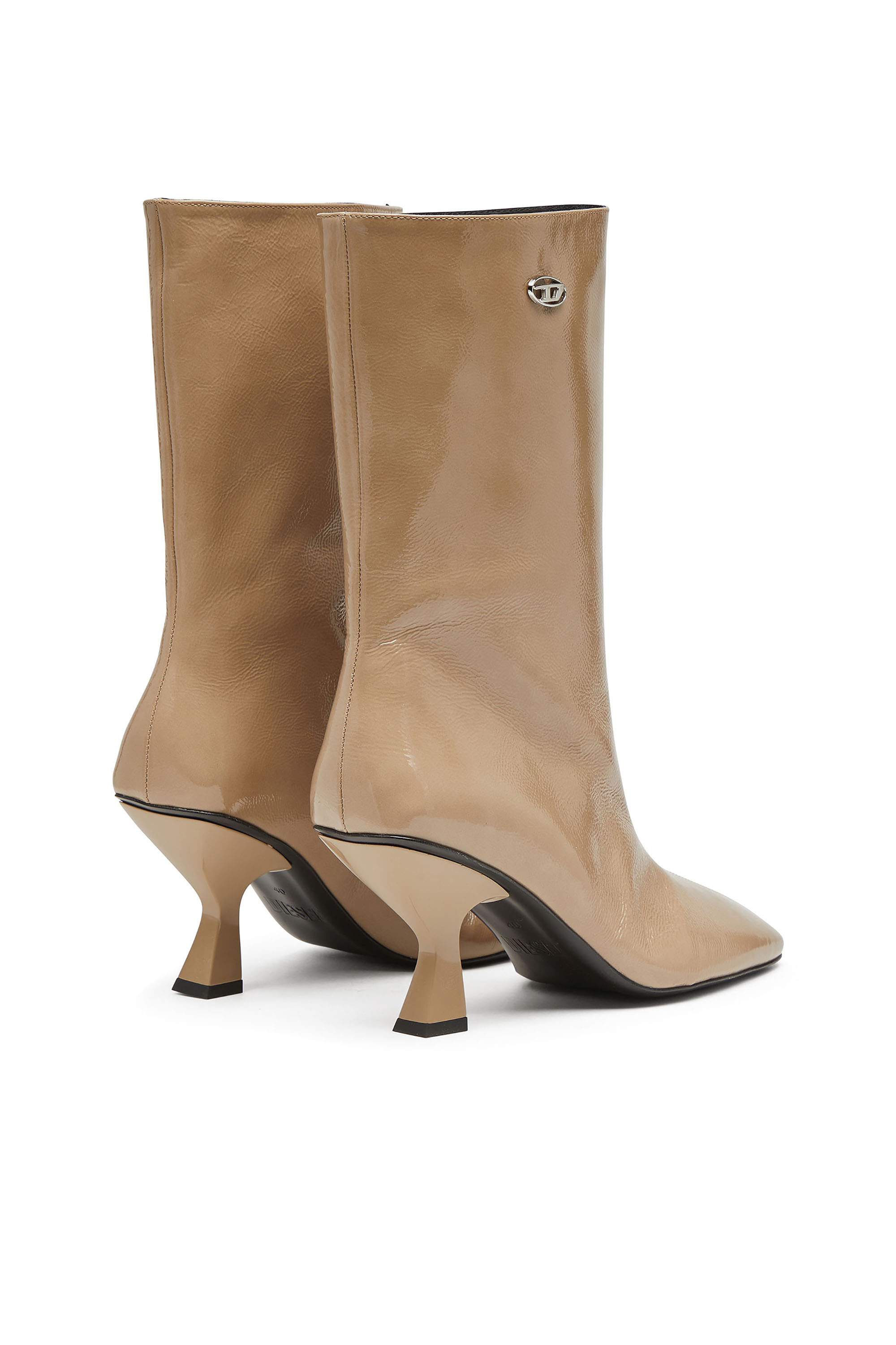 Diesel - D-AMBER TUBE 75, Woman's D-Amber-Square-toe ankle boots with naplak effect in Beige - 4