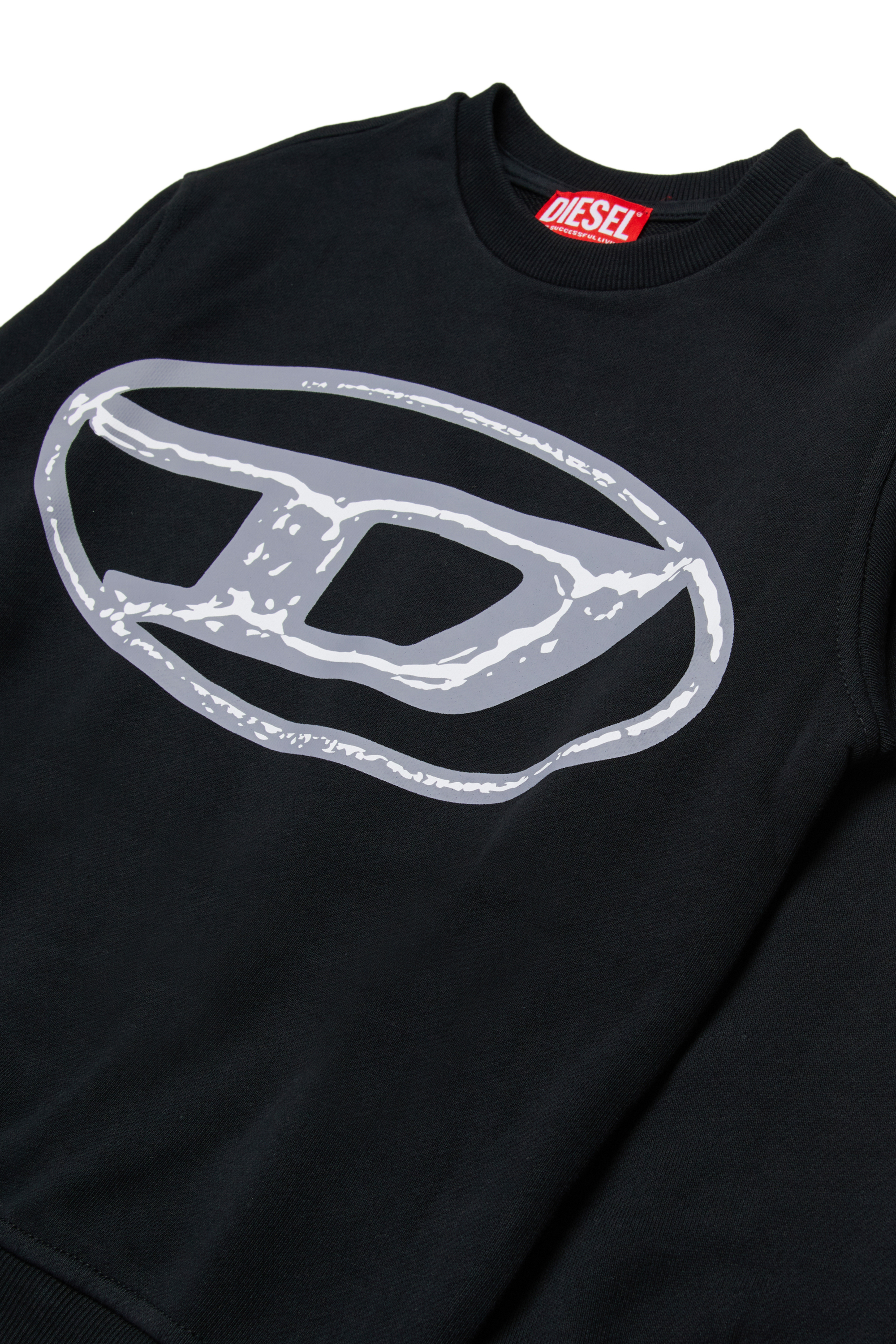 Diesel - SBONNIE OVER, Man's Cotton crewneck sweatshirt with Oval D logo in Black - 3