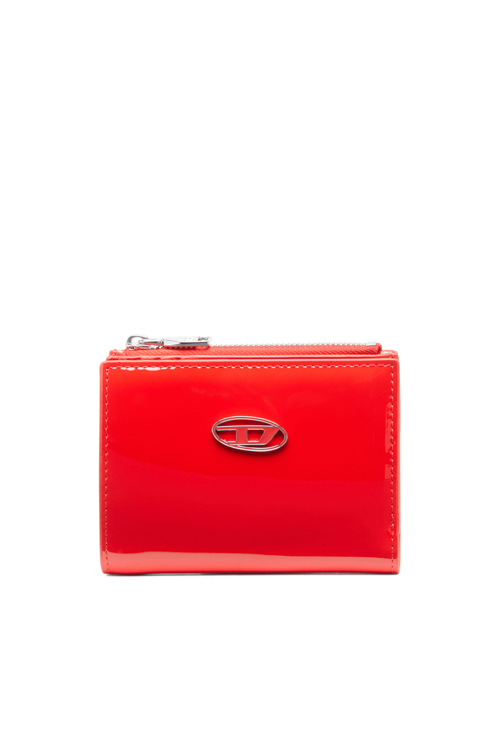 Diesel - PLAY BI-FOLD ZIP II, Woman Small wallet in glossy leather in Red - Image 1