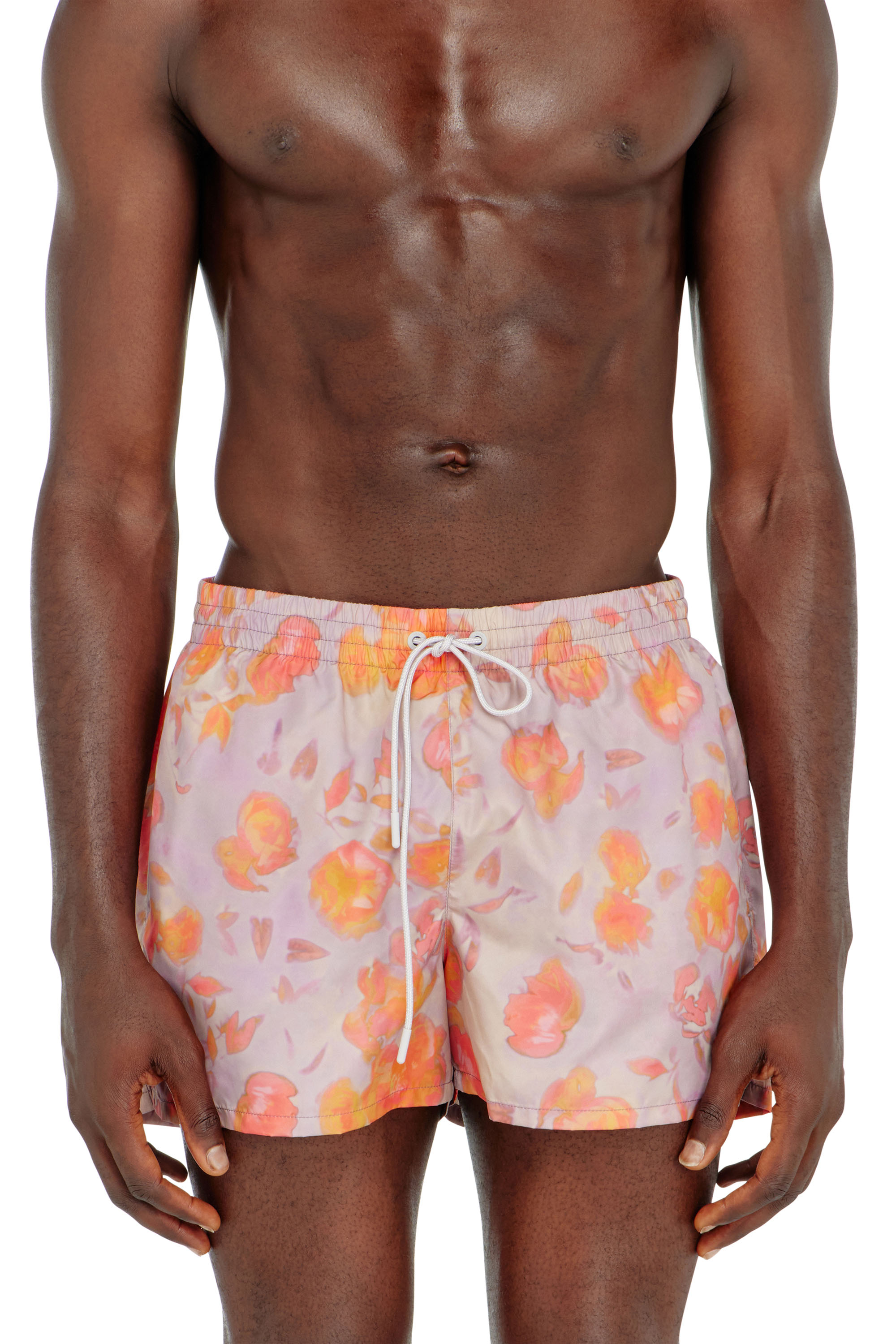 Diesel - OLLY-34-D-CORE, Man's Metallic swim shorts with floral print in null - 2