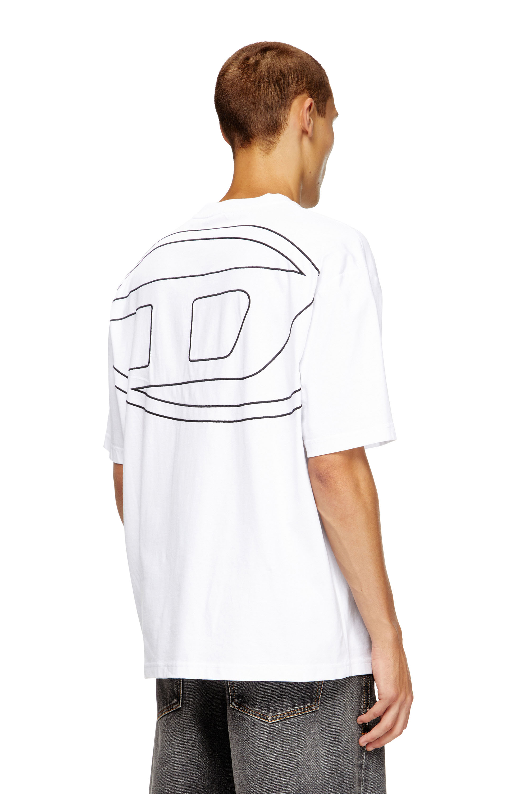 Diesel - T-BOGGY-MEGOVAL-D, Man's T-shirt with maxi oval D embroidery in White - 3
