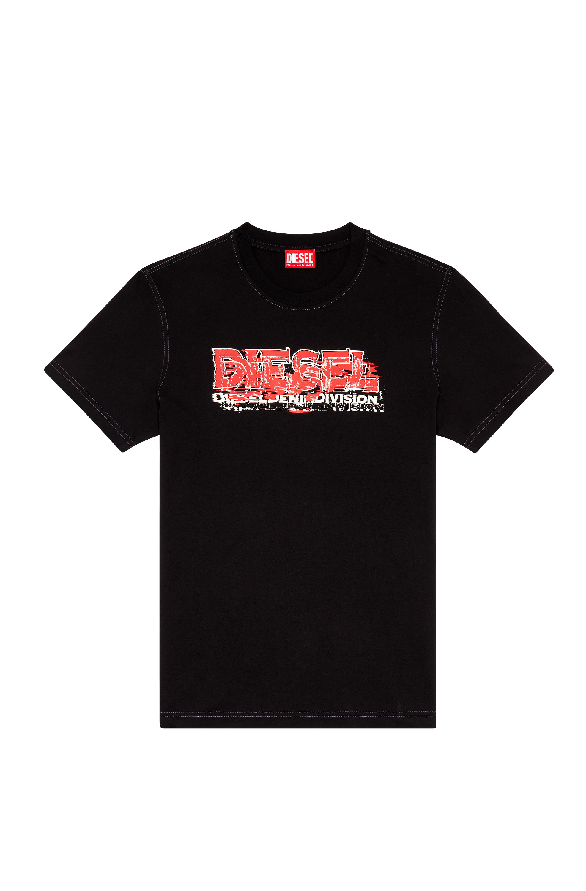 Diesel - T-DIEGOR-K70, Man's T-shirt with glitchy logo in Black - 4