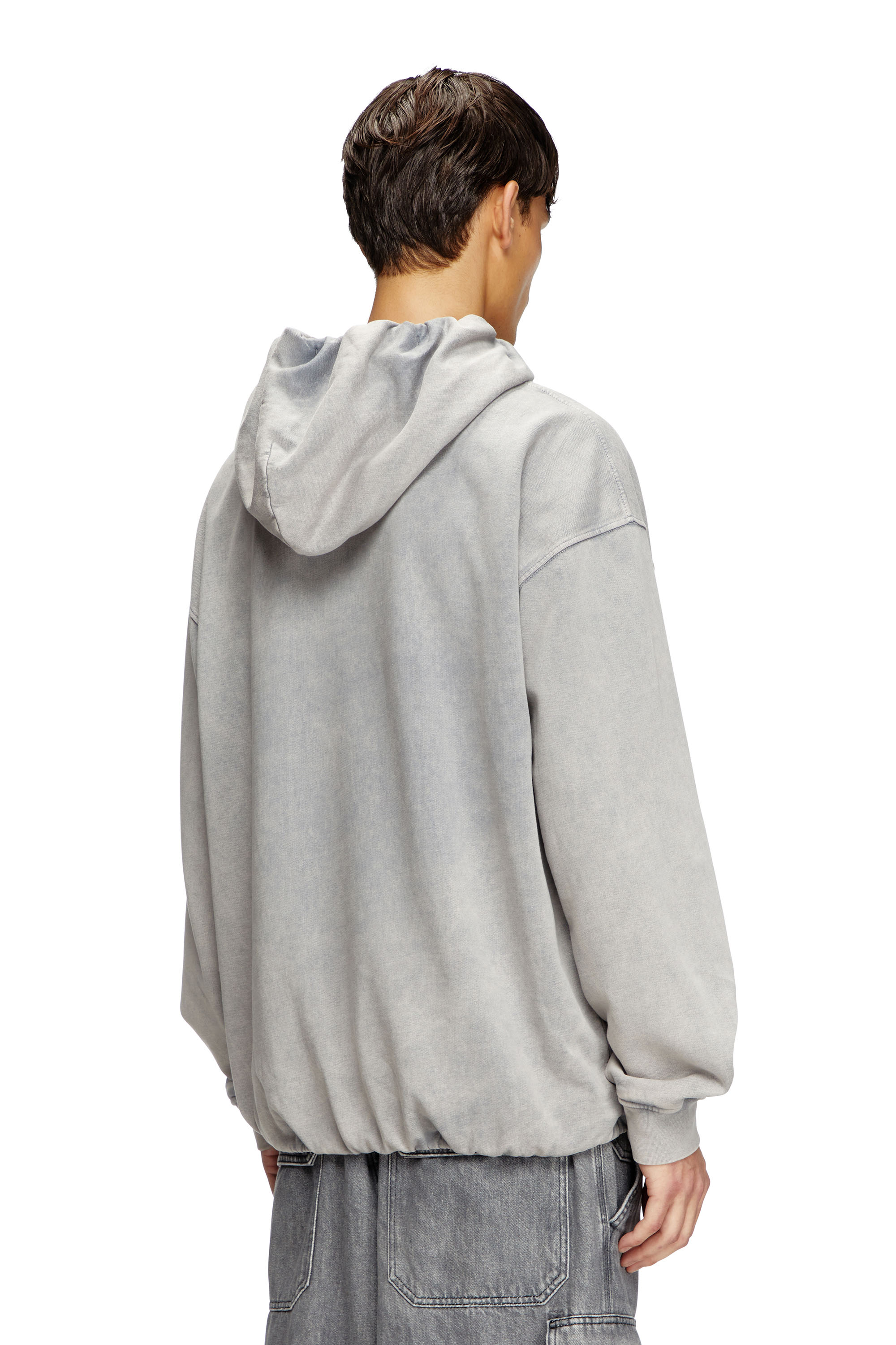 Diesel - S-BOXSTIC-HOOD, Unisex's Gathered acid-wash hoodie in Light Grey - 4