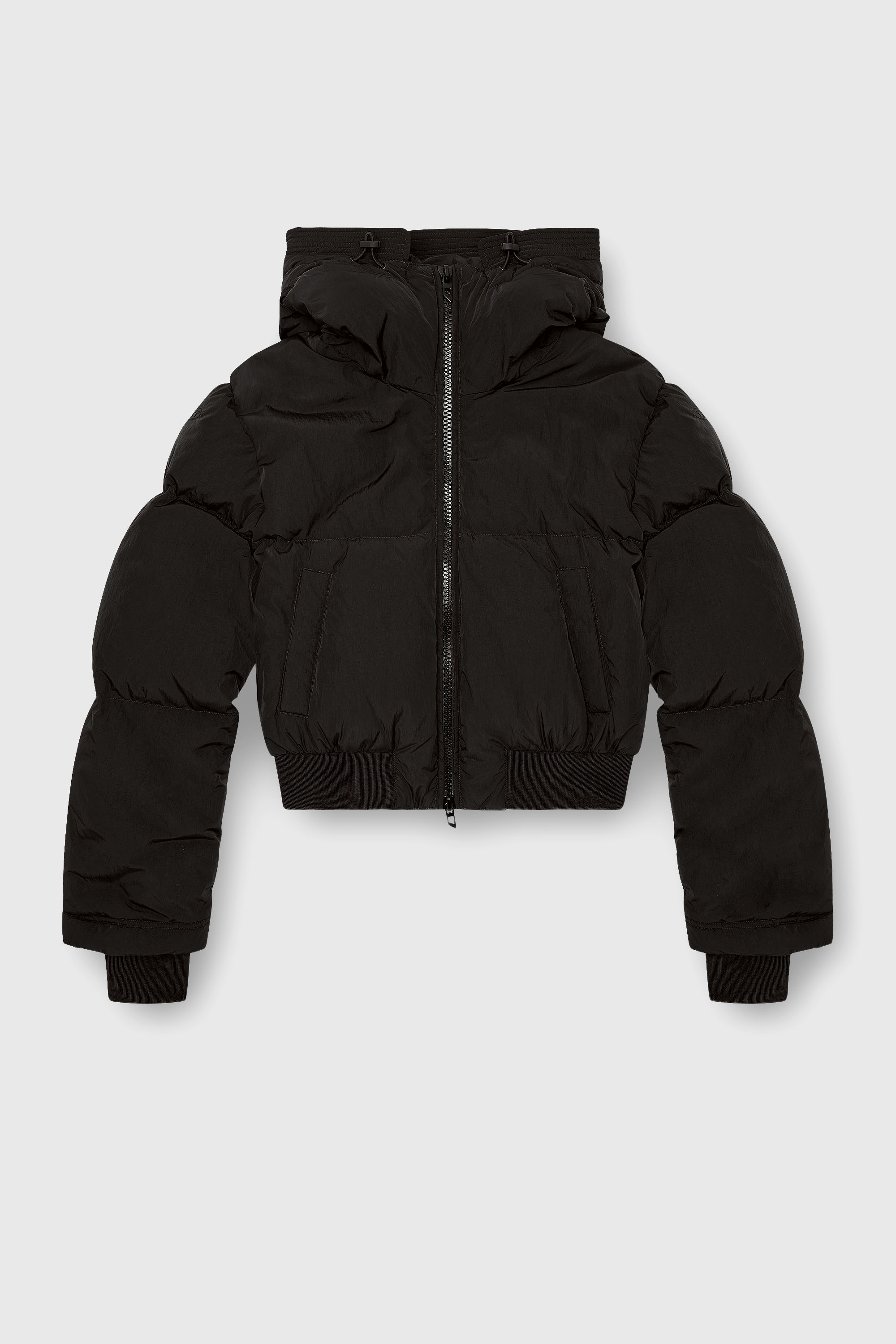 Diesel - W-PEYT-SHORT-NEW-P1, Woman's Hooded down jacket in crinkled nylon in Black - 2