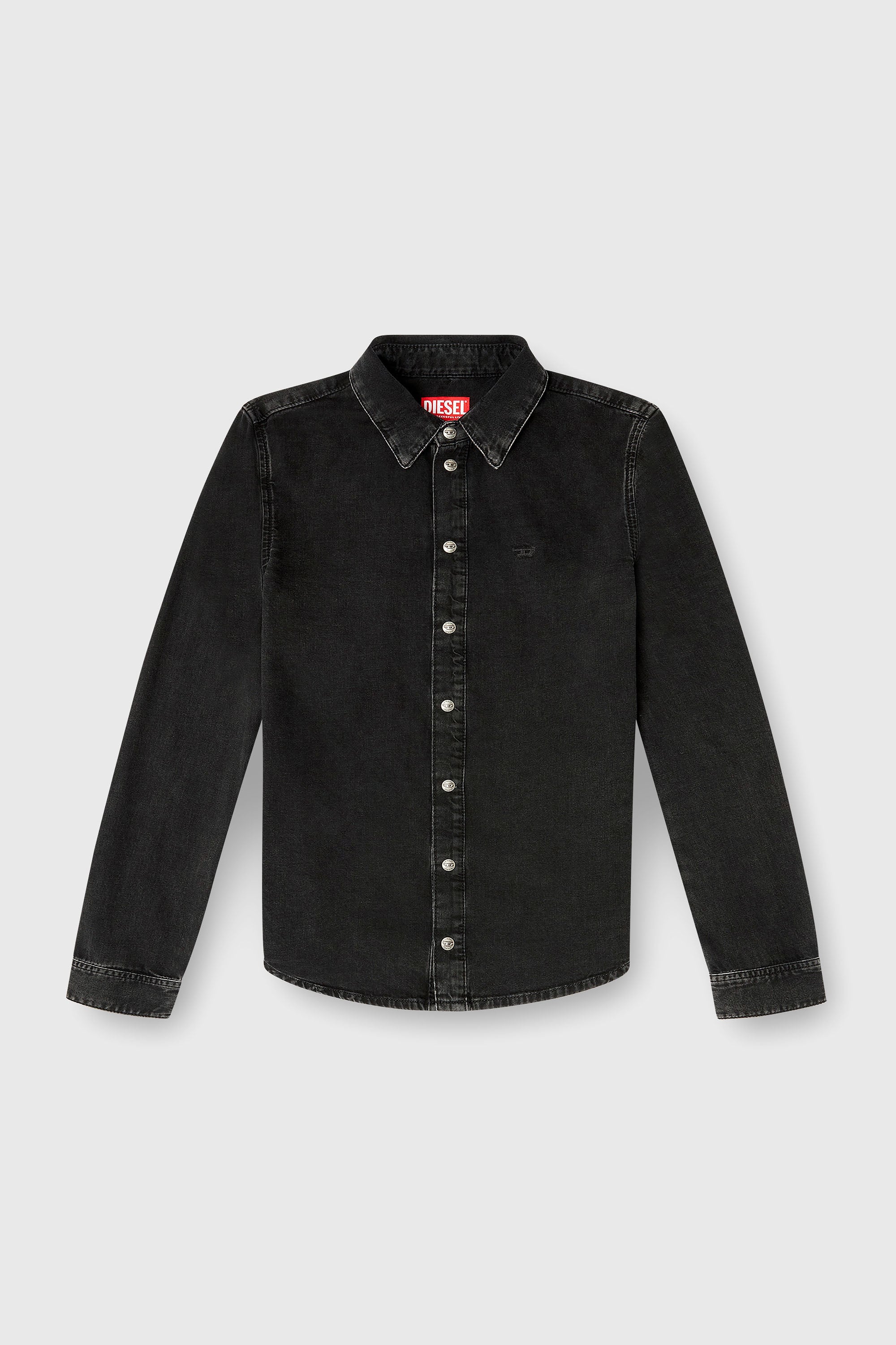 Diesel - DE-EAZY, Woman's Denim shirt with contrasting stitching in Black - 2
