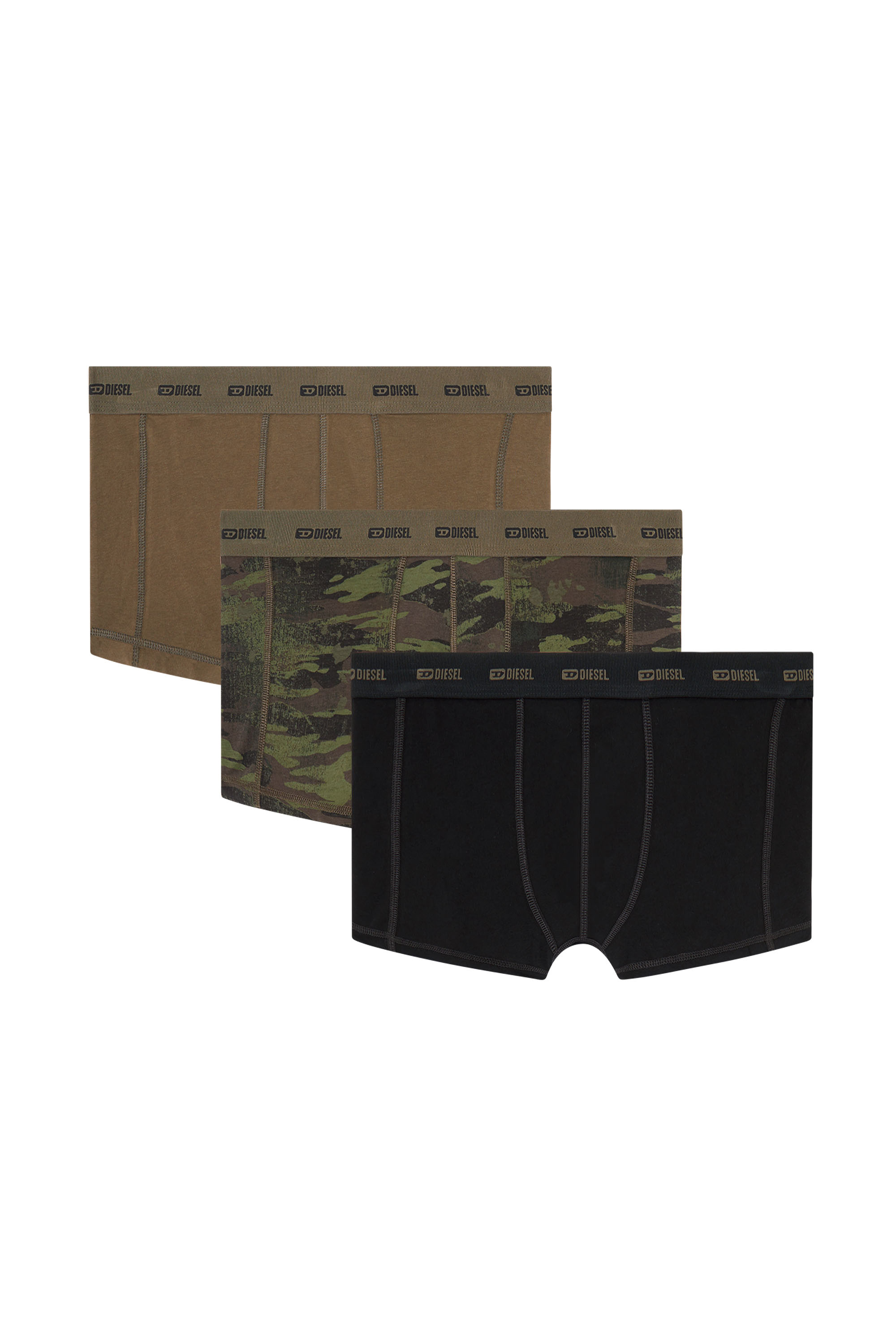 Diesel - DAMIEN-UTLT-3PACK, Man's Three-pack of boxer briefs plain and camo in Black/Green - 1