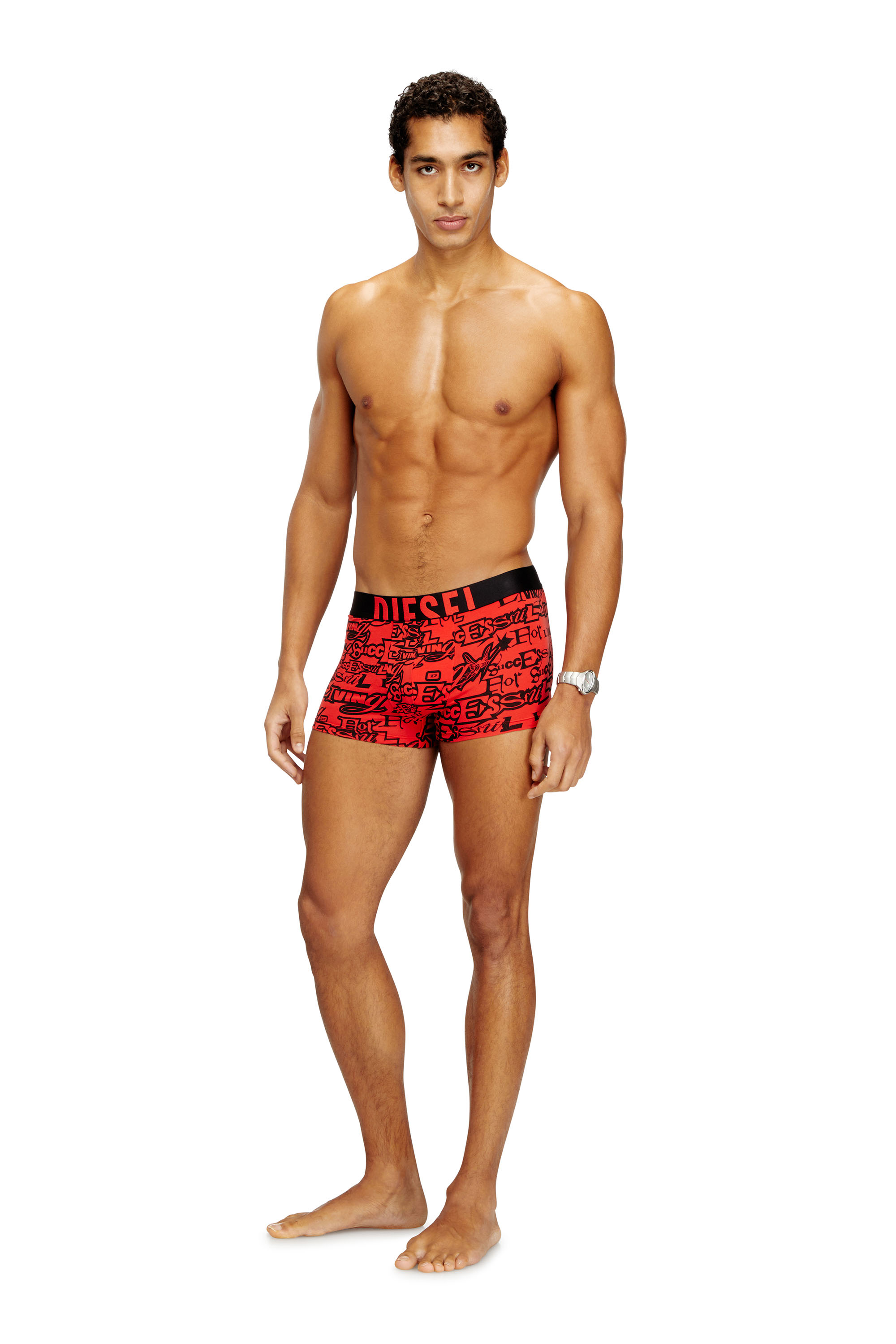 Diesel - DAMIEN-D-POP-3PACK-40, Man's Three-pack cotton trunks with bold logos in Black/Red - 2