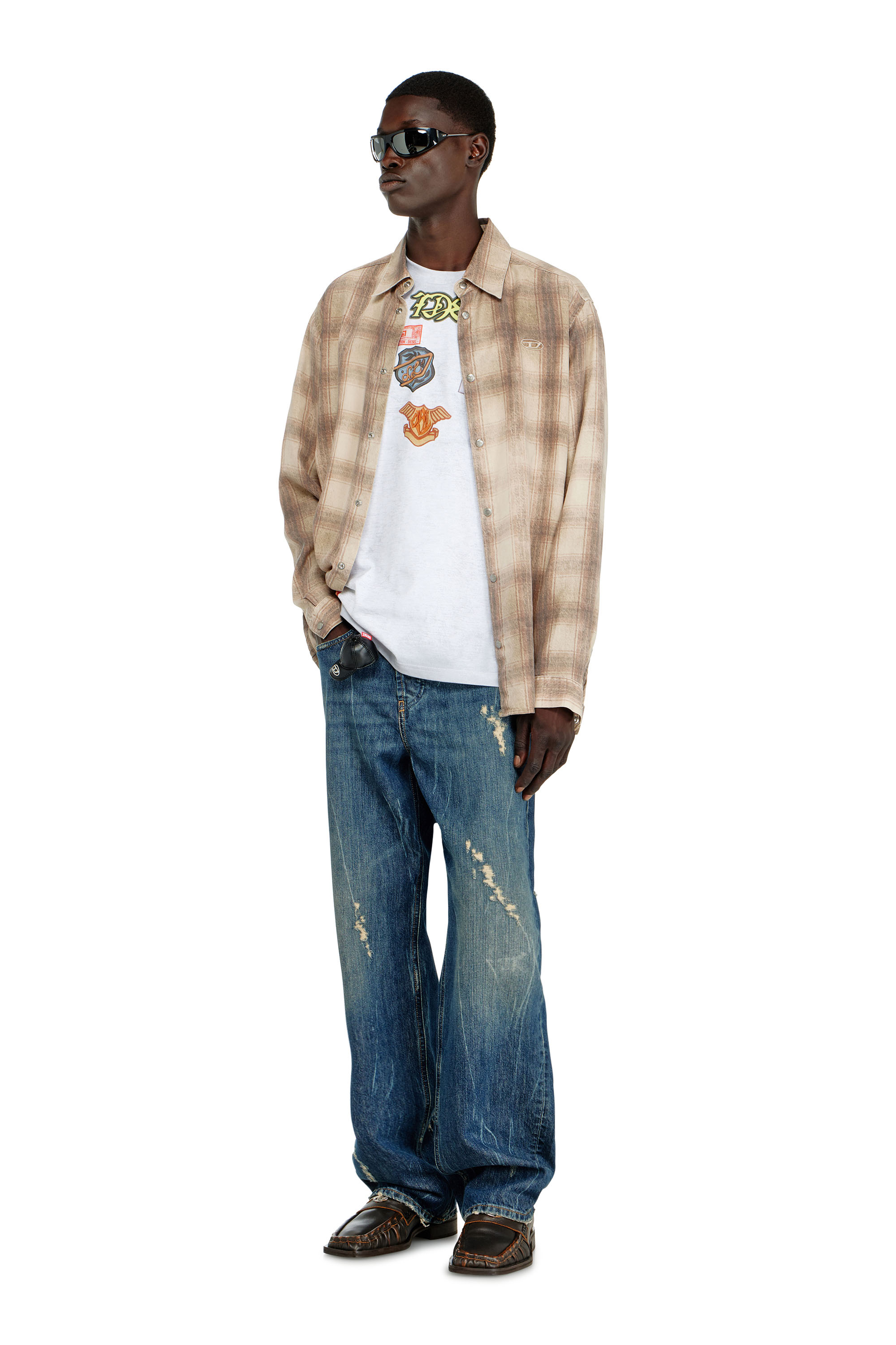 Diesel - T-BOXT-AA6, Man's Cotton T-shirt with all-over patches print in White - 1