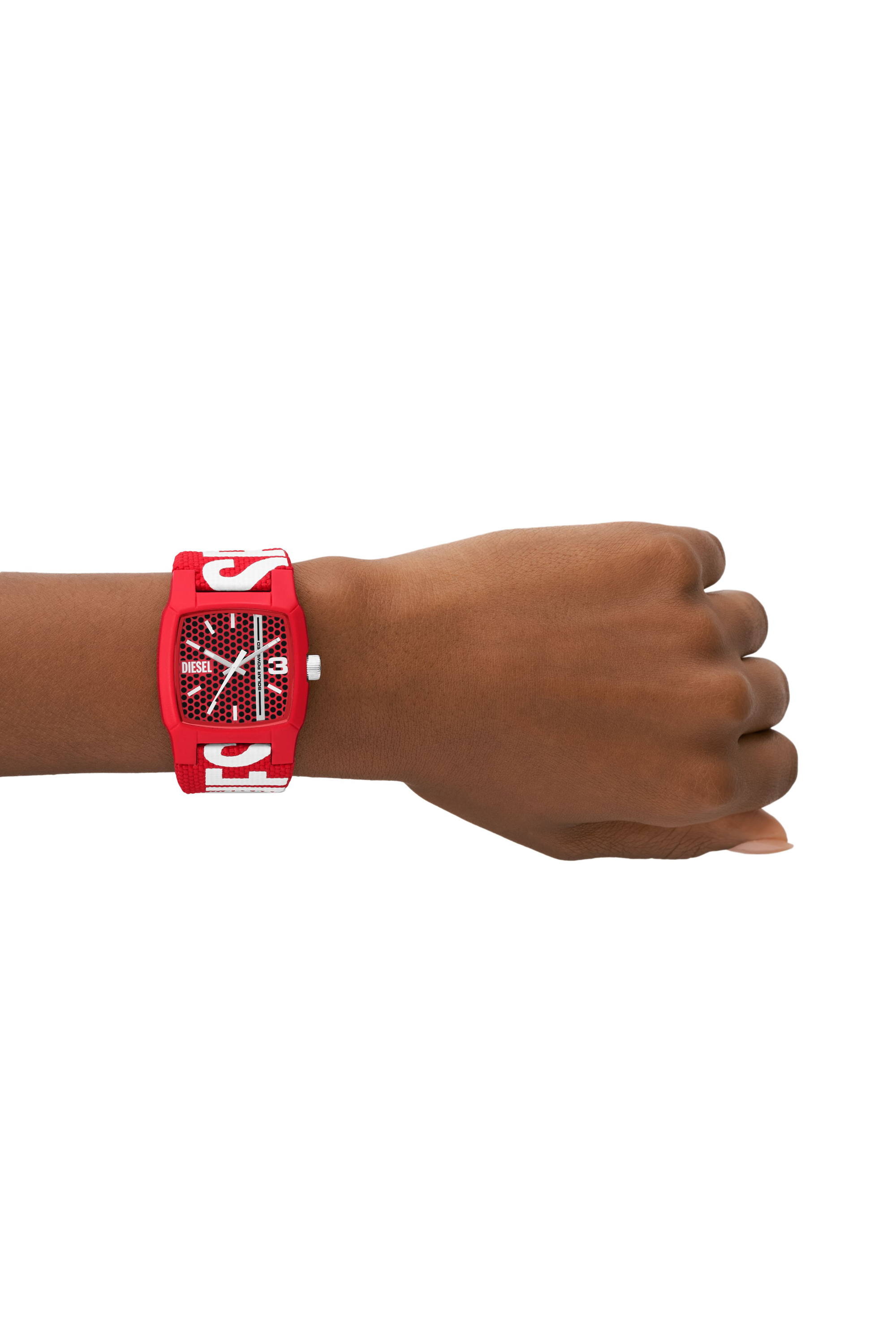 Diesel - DZ2168, Man's Cliffhanger Solar Red watch in Red/White - 4