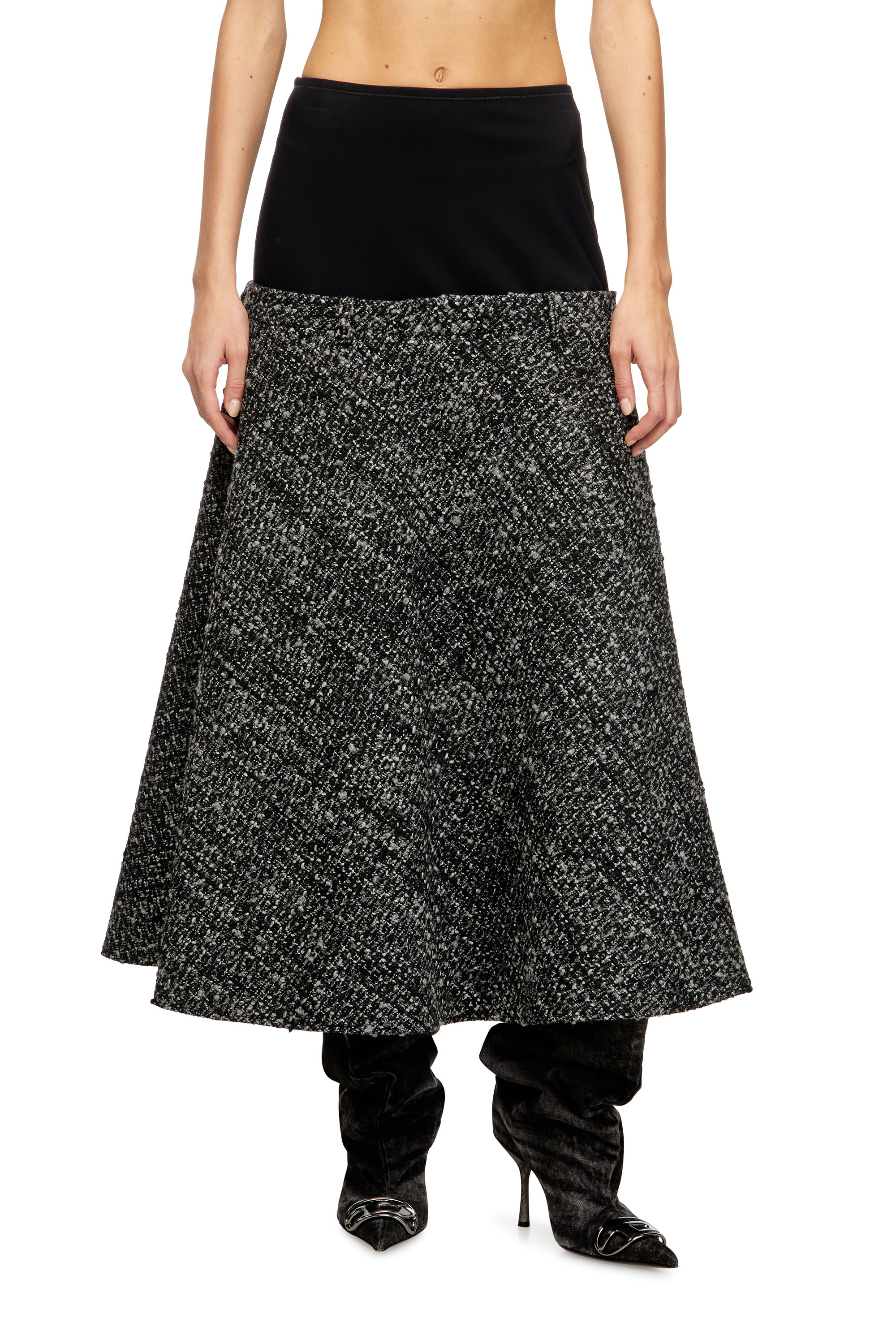 Diesel - O-GRACE, Woman's Bouclé skirt with stretch waist in Black - 2