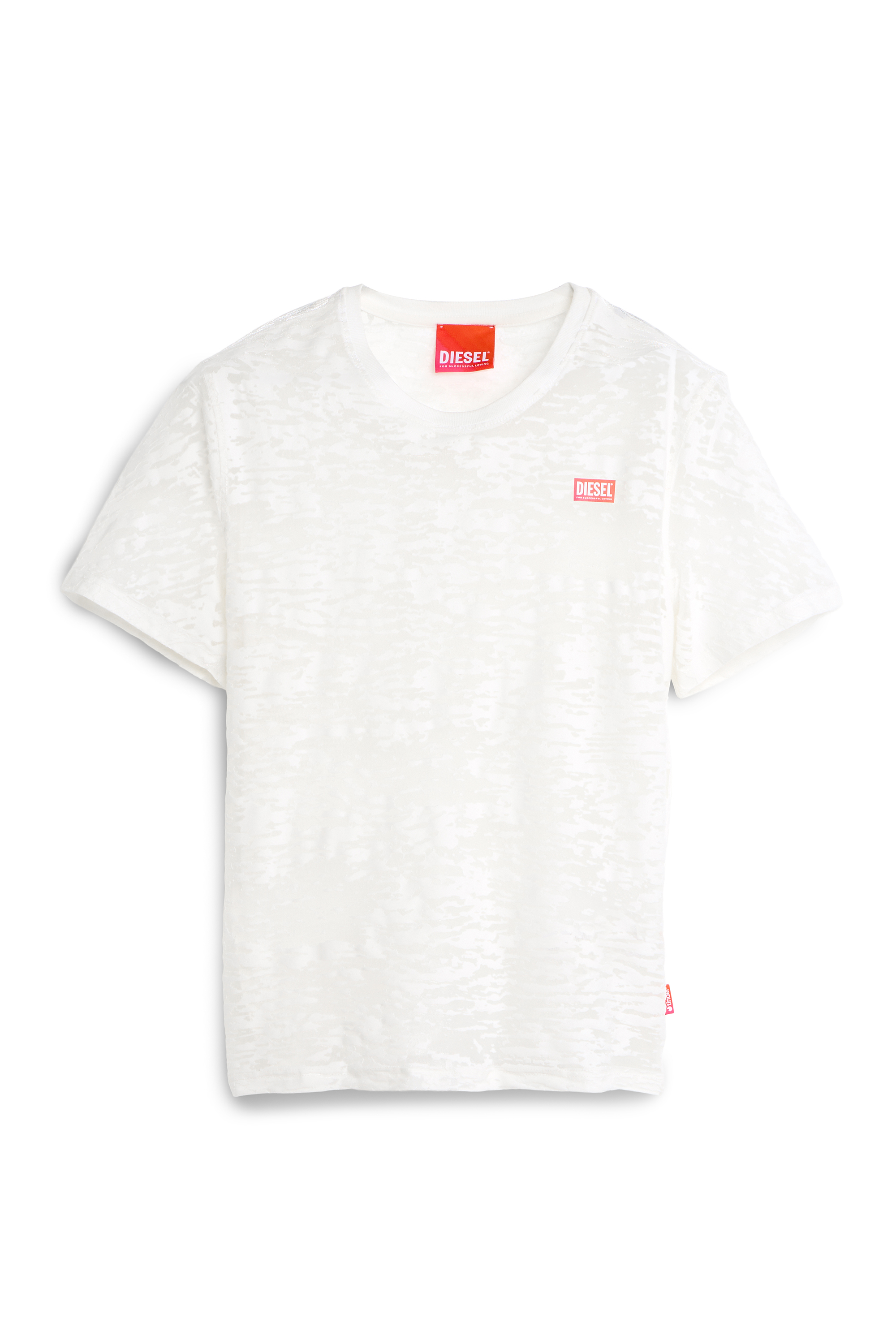 Diesel - PR-T-NOTS-MATI-R, Unisex's T-shirt in all-over devor&eacute; jersey in White - 2