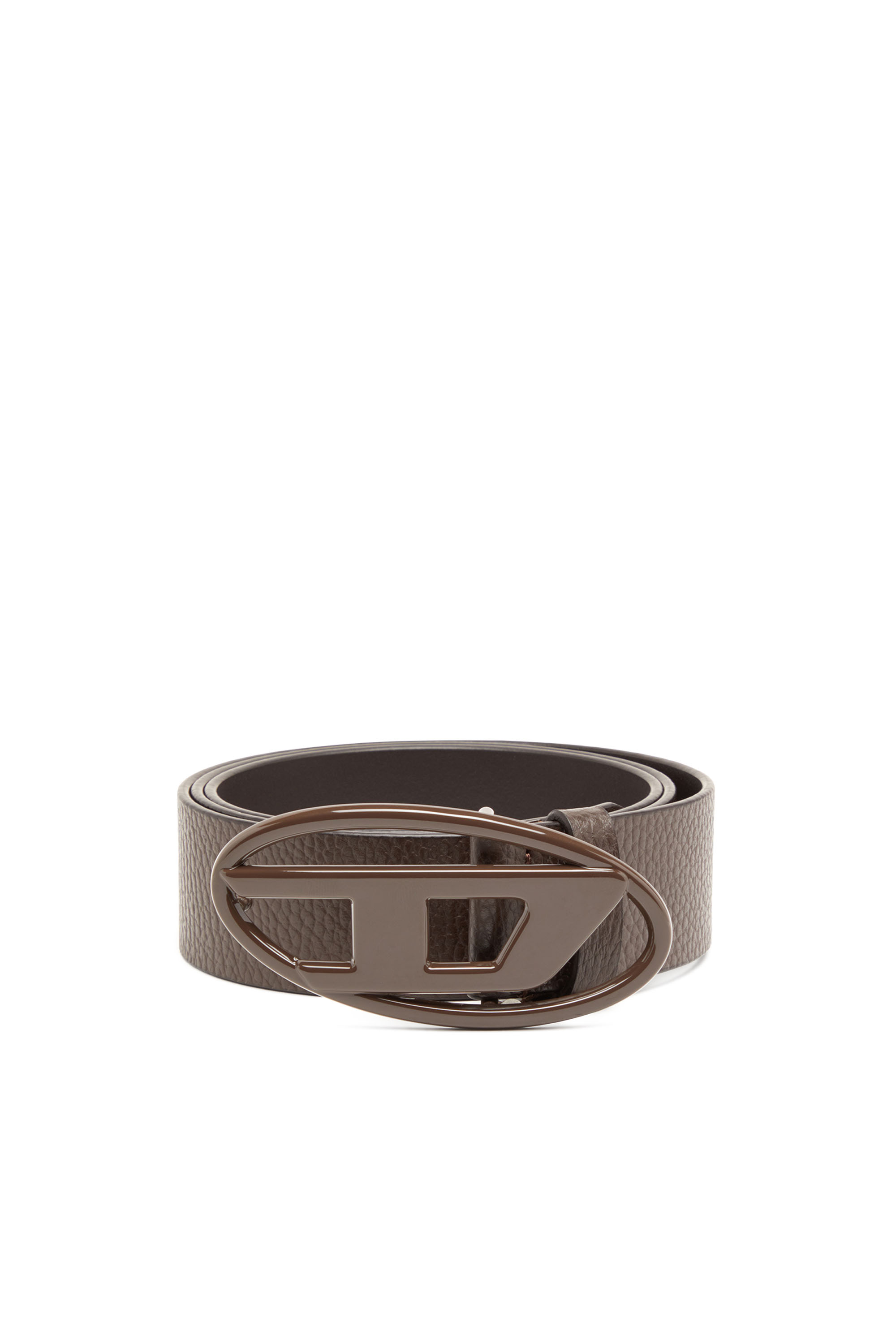 Diesel - B-1DR, Unisex Leather belt with matte buckle in Brown - Image 1