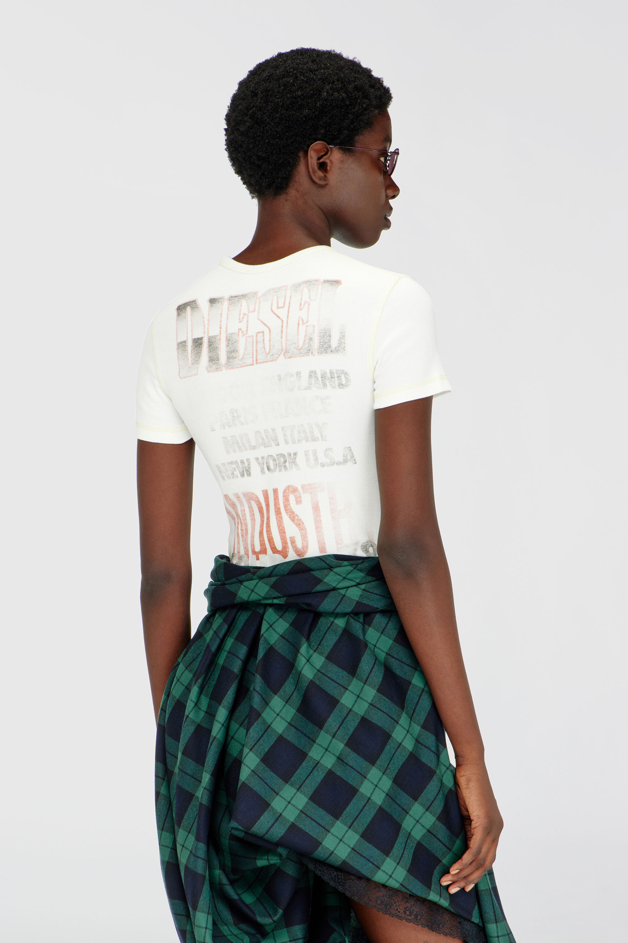 Diesel - T-MARSY-RIB, Woman's Ribbed T-shirt with concert graphics in null - 4