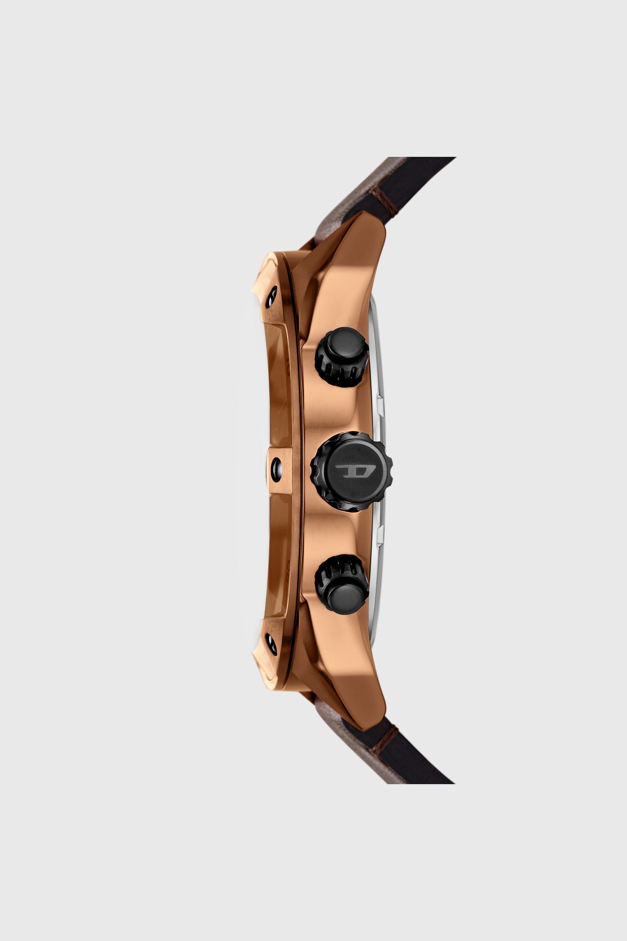 Diesel - DZ4698 WATCH, Man's Spiked brown leather watch in Brown - 3