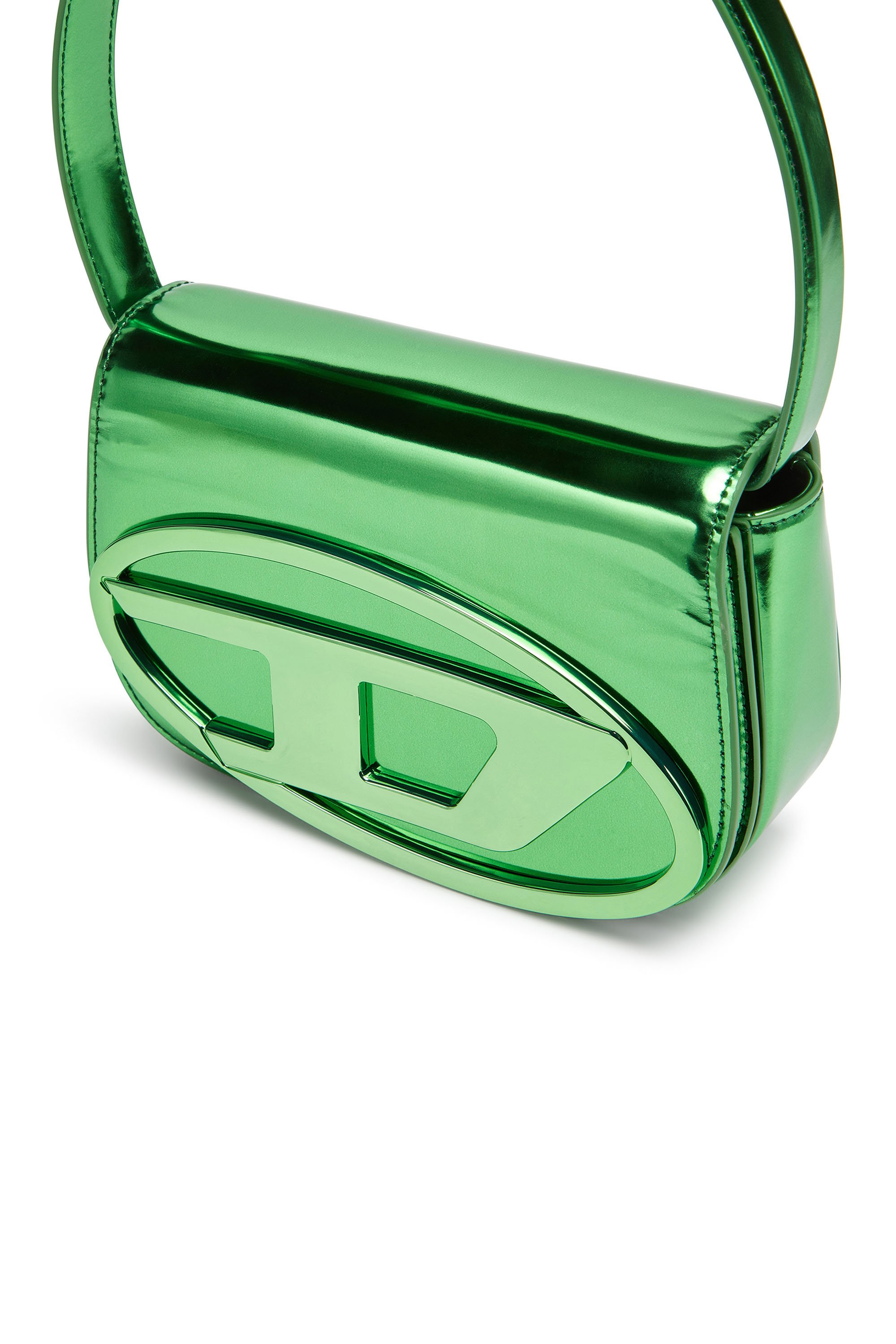 Diesel - 1DR, Woman 1DR-Iconic shoulder bag in mirrored leather in Green - Image 5