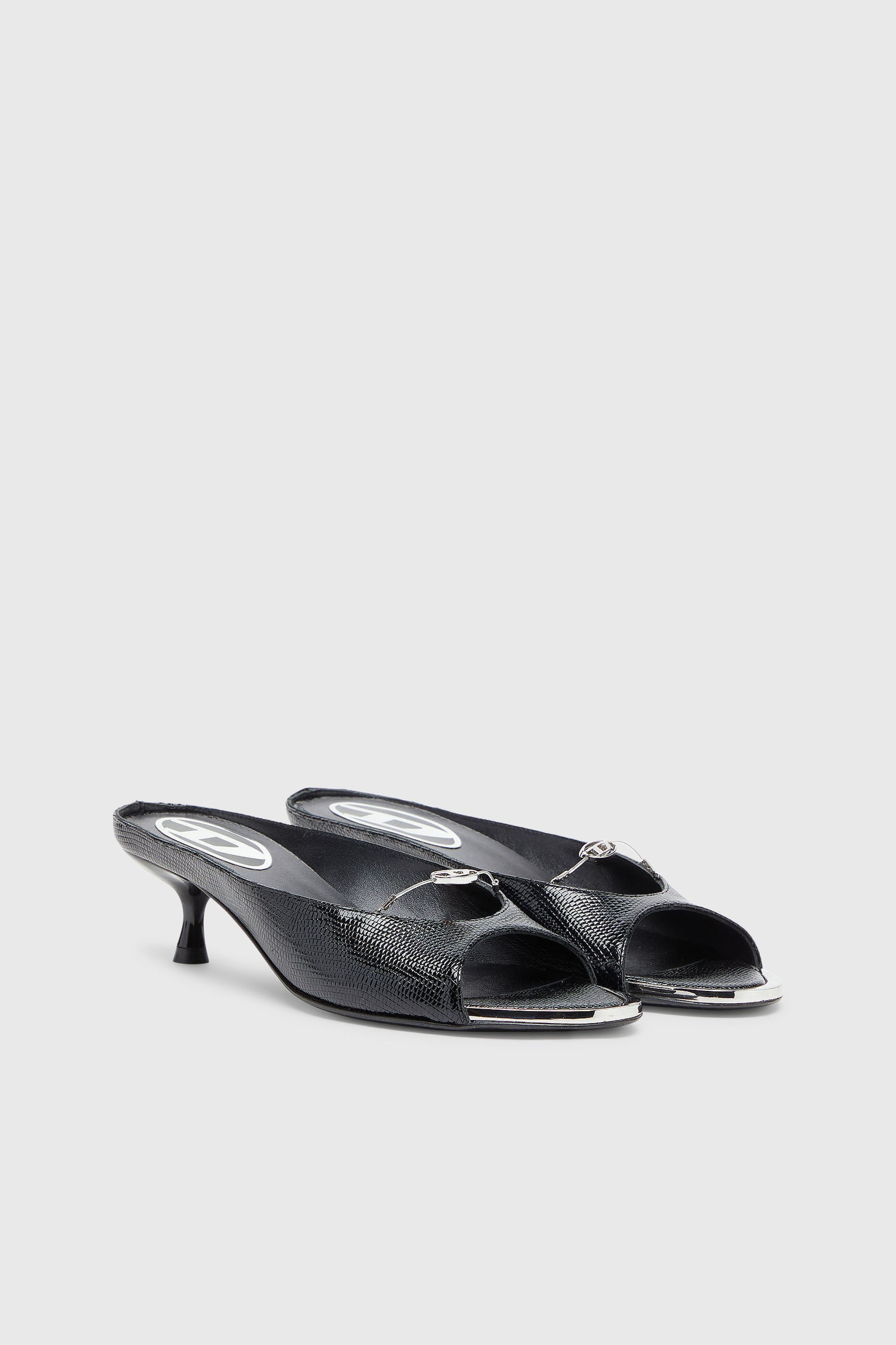 Diesel - D-DIAM'S-SA-40, Woman's D-Diam's - Leather mule with floating Oval D in Black - 2