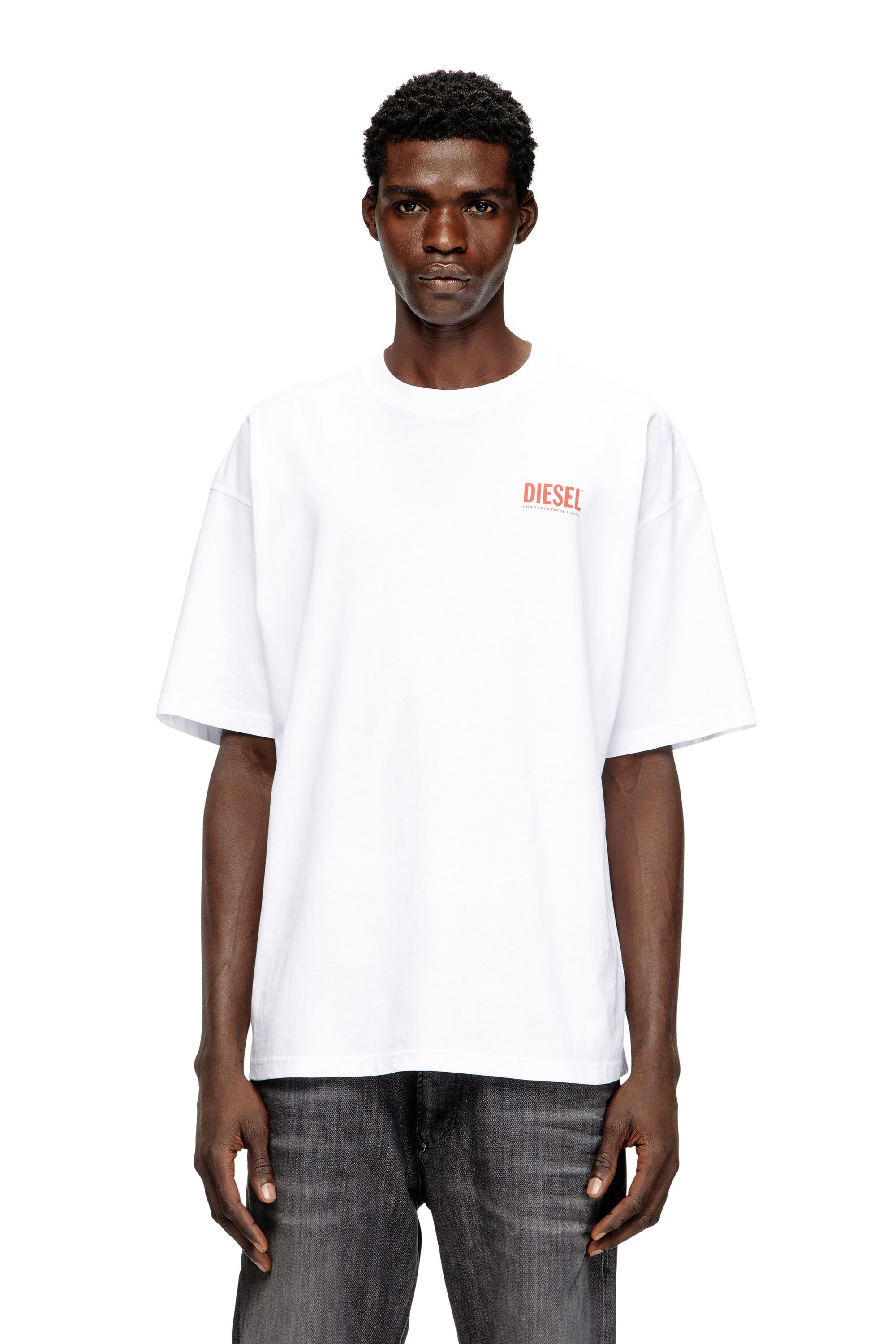 Diesel - T-BOXT-BISK, Man's Cotton T-shirt with Diesel Biscotto print in White - 1