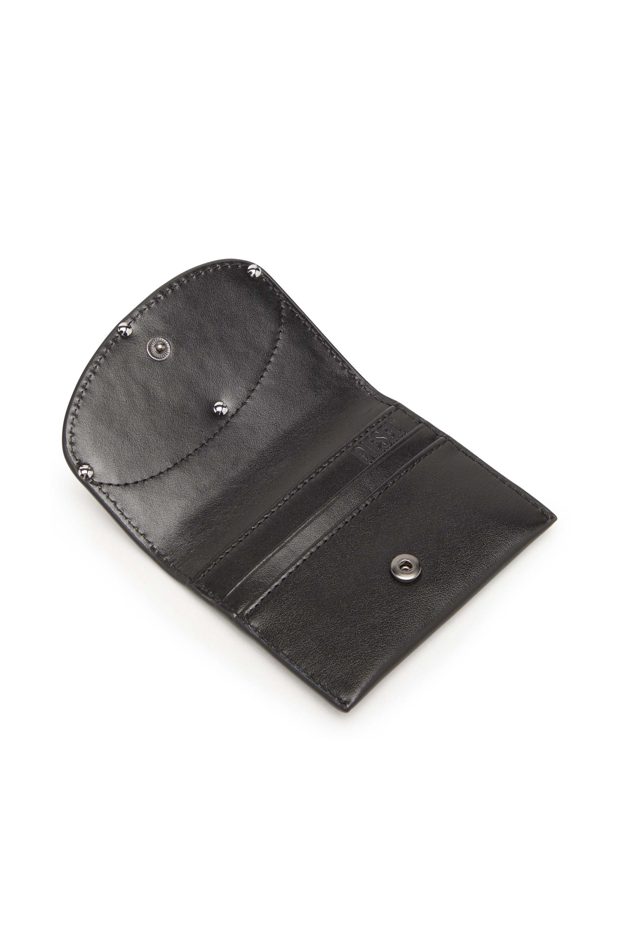 Diesel - HOLI-D CARD HOLDER S, Unisex Bi-fold card holder in smooth leather in Black - Image 3