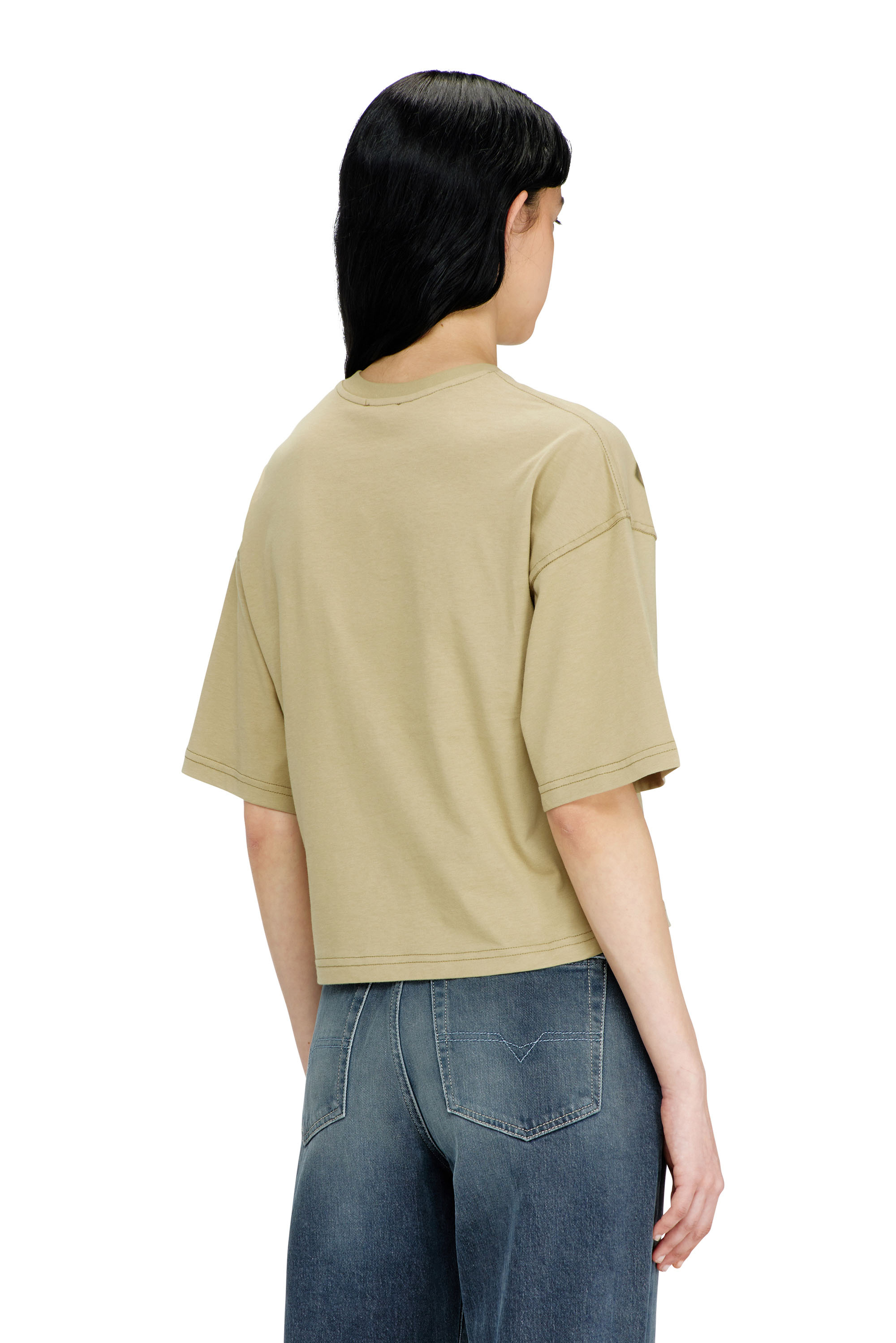 Diesel - T-CROPYN-AA1, Woman's Cropped T-shirt with digital print in Green - 5