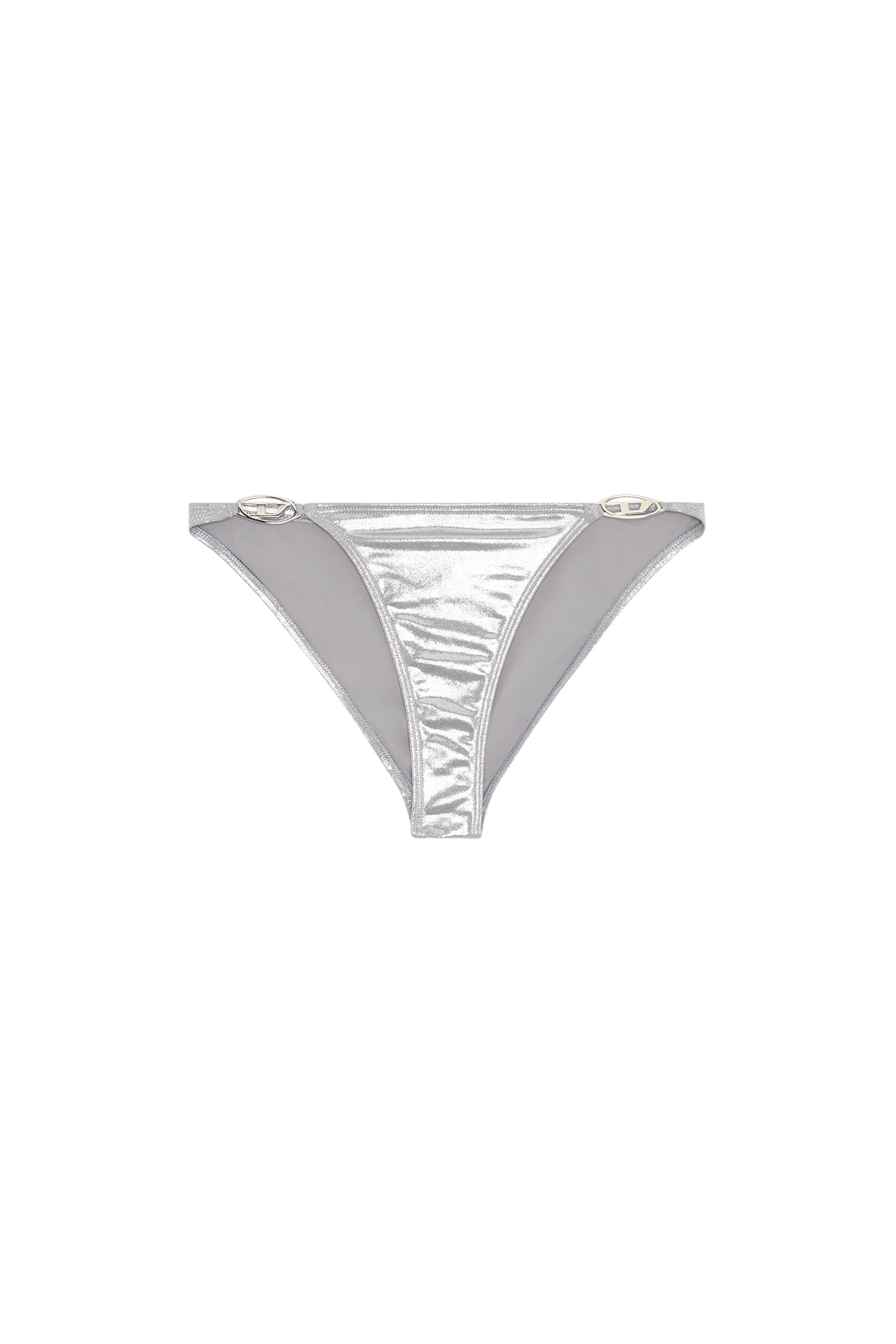 Diesel - BFPN-IRINA-O, Woman Metallic bikini briefs with logo plaques in Silver - Image 4