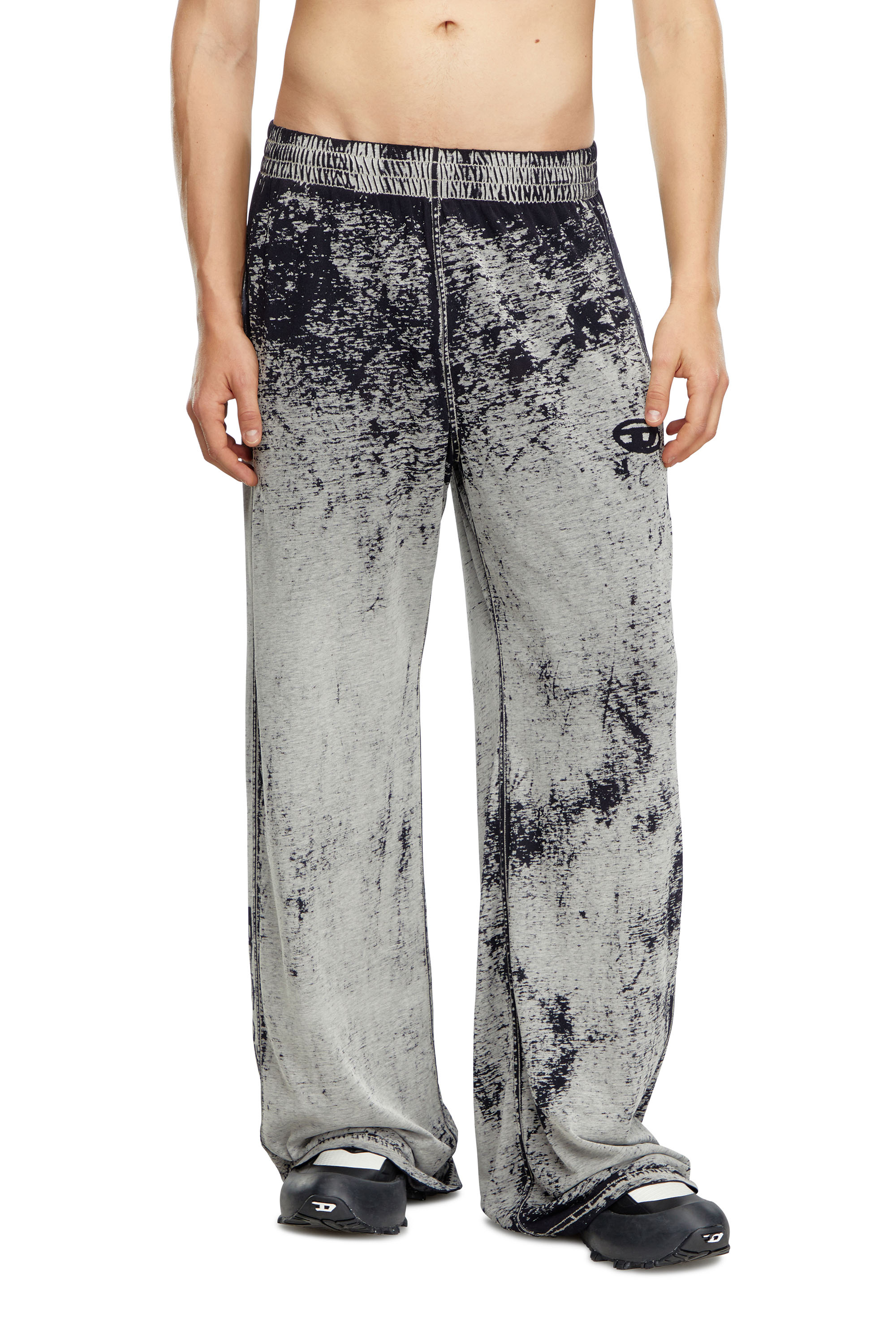 Diesel - P-LEO-DEV, Man's Track pants in burnout plated jersey in Black/Grey - 1