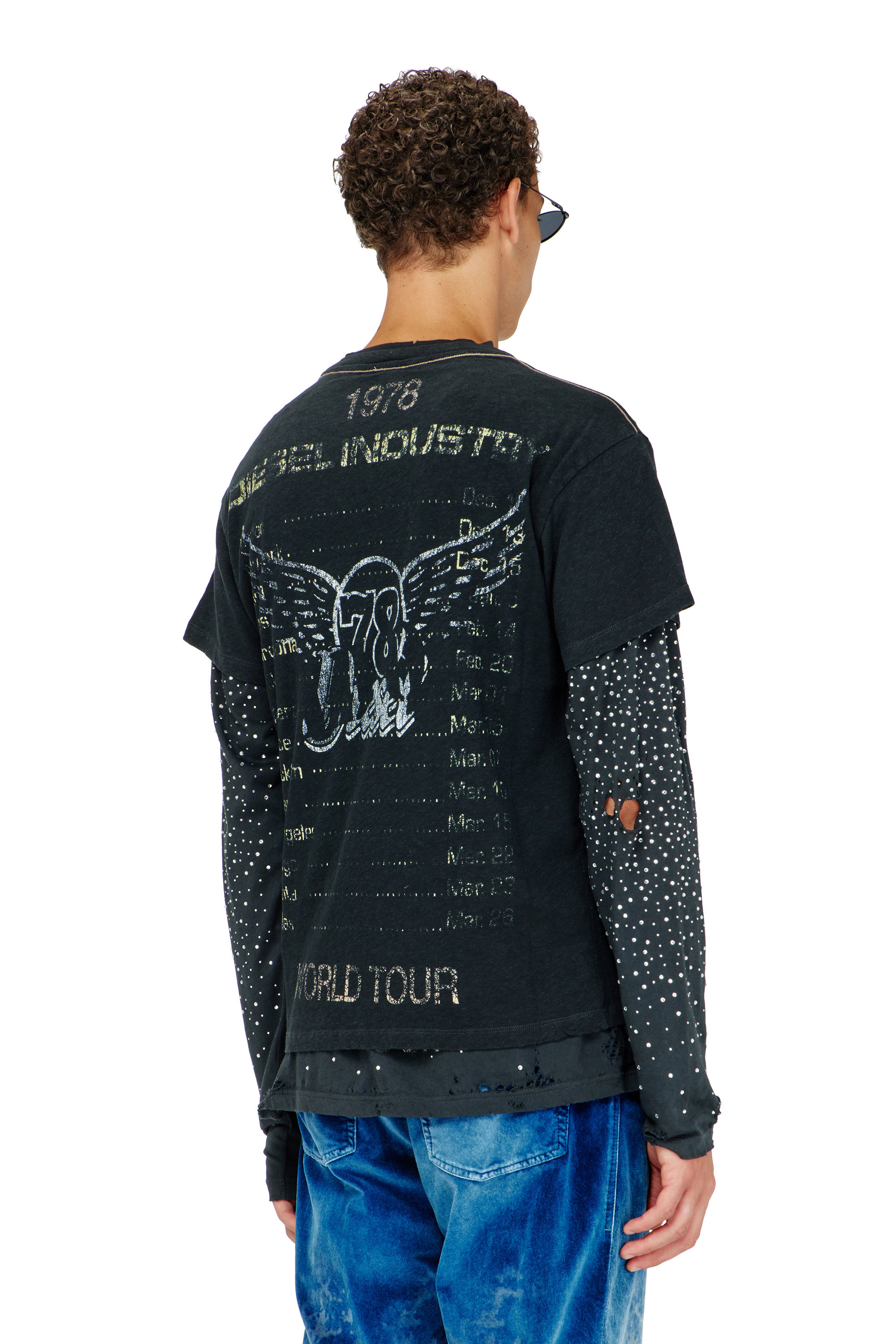Diesel - T-GERIO-A, Man's Cotton-hemp T-shirt with concert graphics in Black - 4