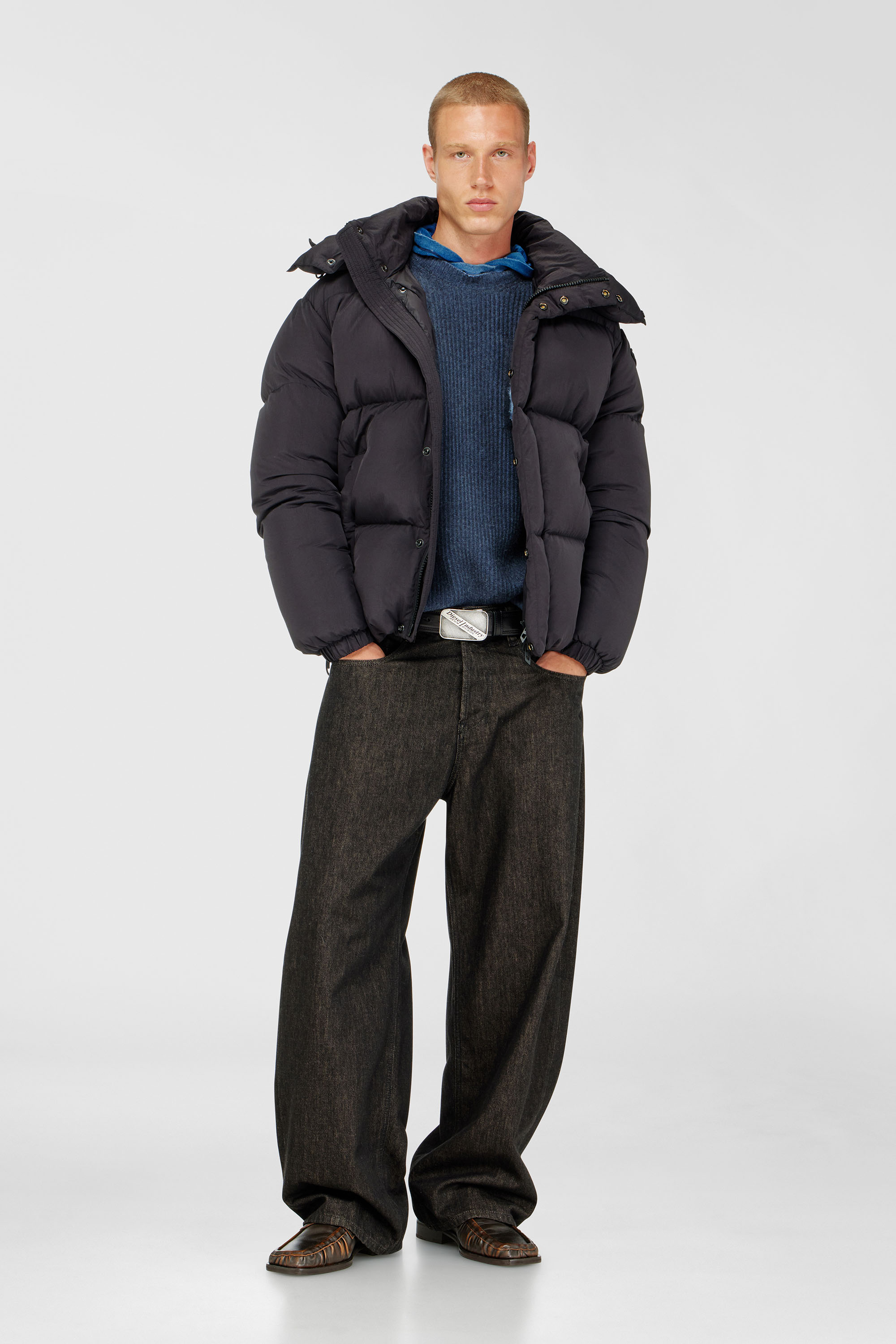 Diesel - W-ROLFYS-WRD, Man's Quilted down jacket in ViralOff&reg; Taslan in Dark grey - 2