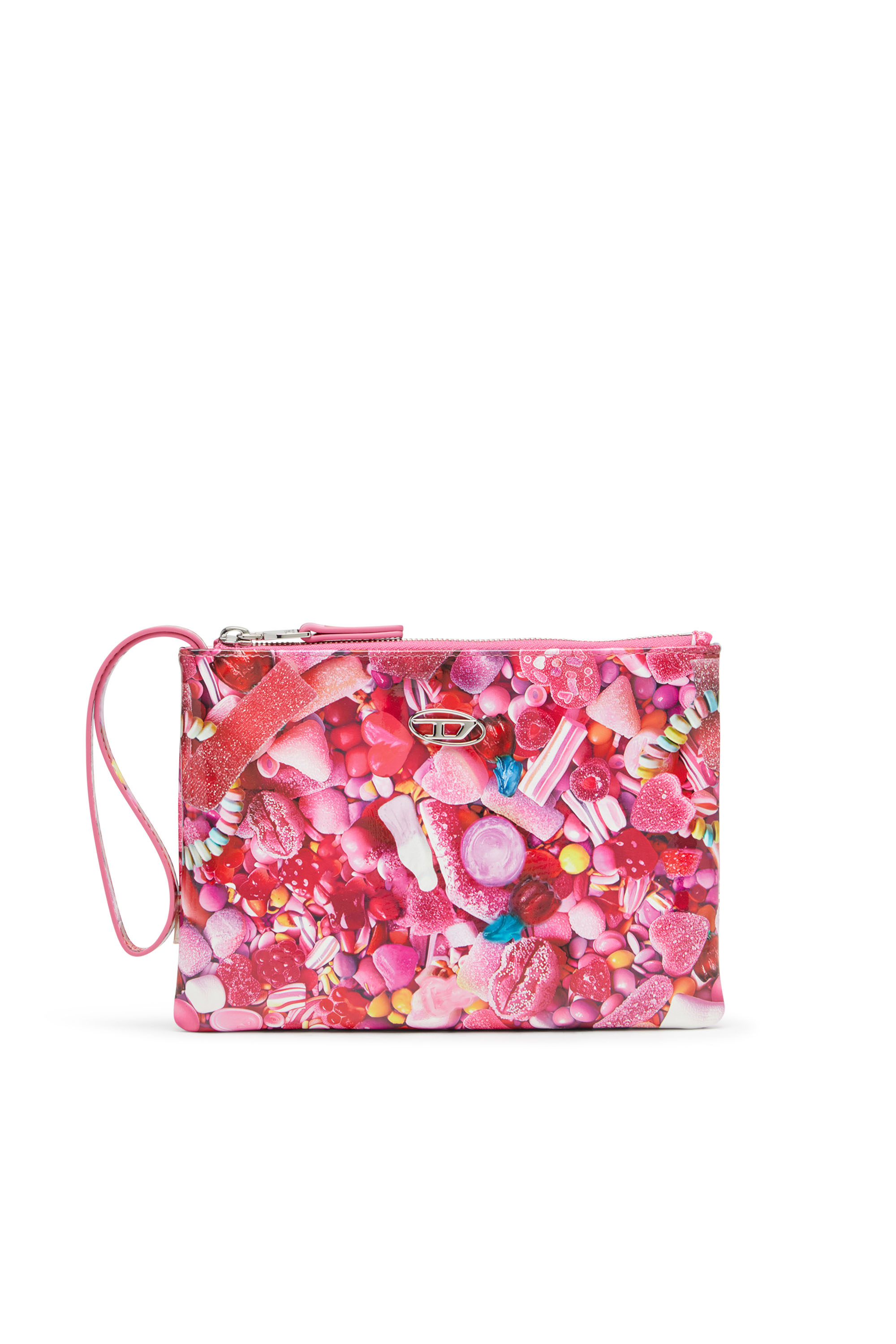 Diesel - PLAY POUCH II, Woman's Pouch in printed glossy PU in Pink - 1