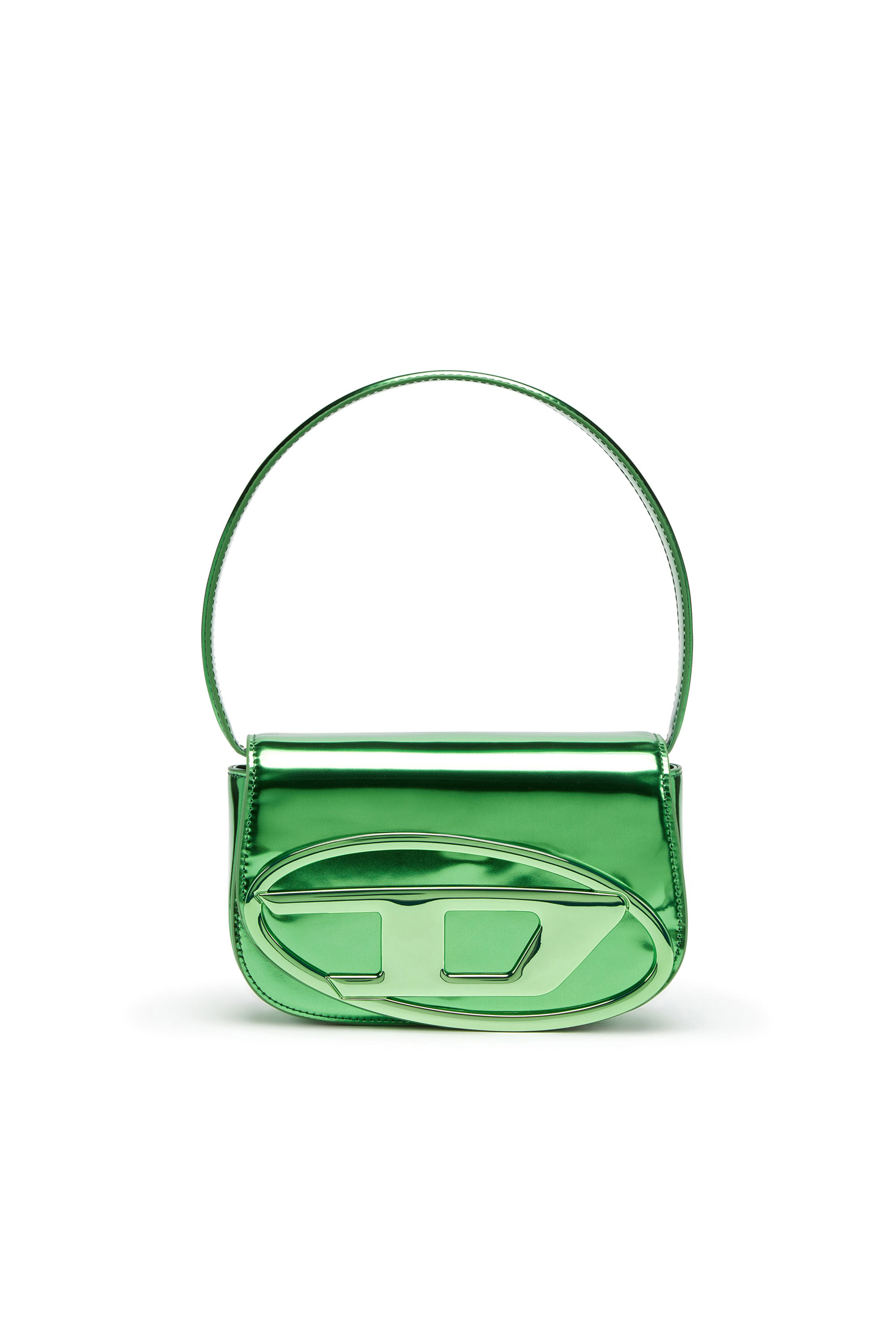 Diesel - 1DR, Woman 1DR-Iconic shoulder bag in mirrored leather in Green - Image 1