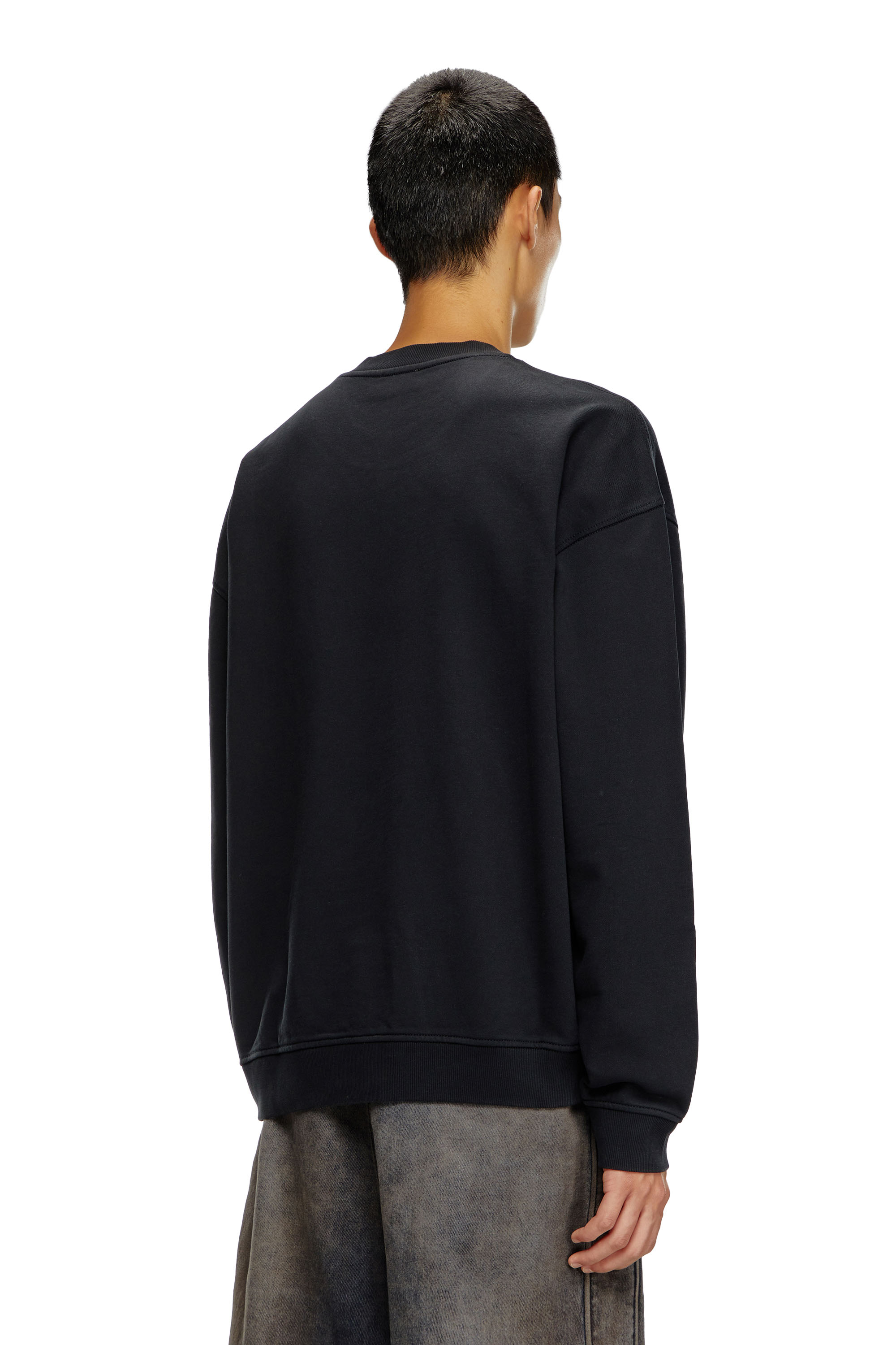 Diesel - S-BOXT-N5, Man Sweatshirt with distressed flocked logo in Black - Image 4