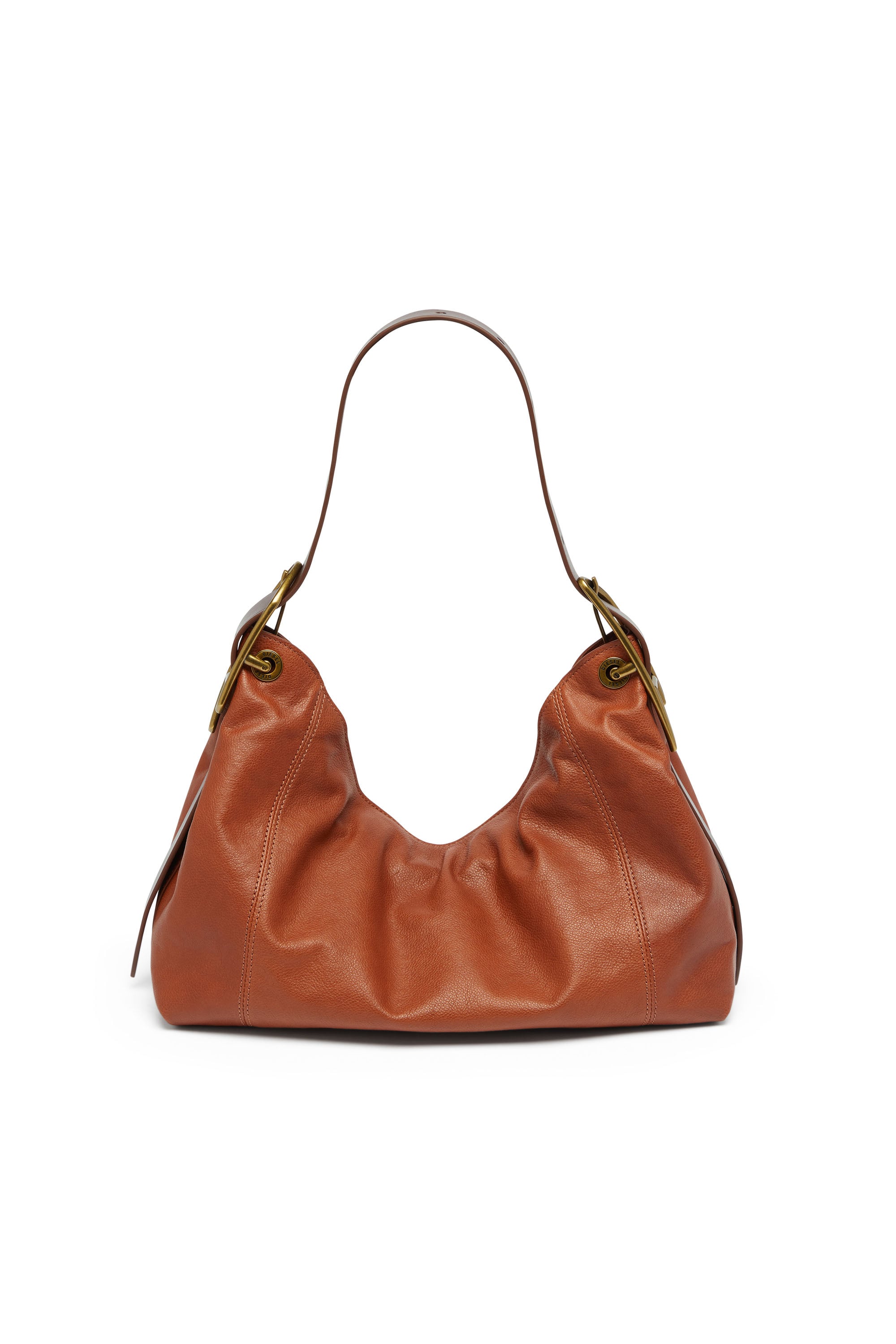 Diesel - D-LINE HOBO S, Woman's D-Line-Shoulder bag in shiny leather in Brown - 3