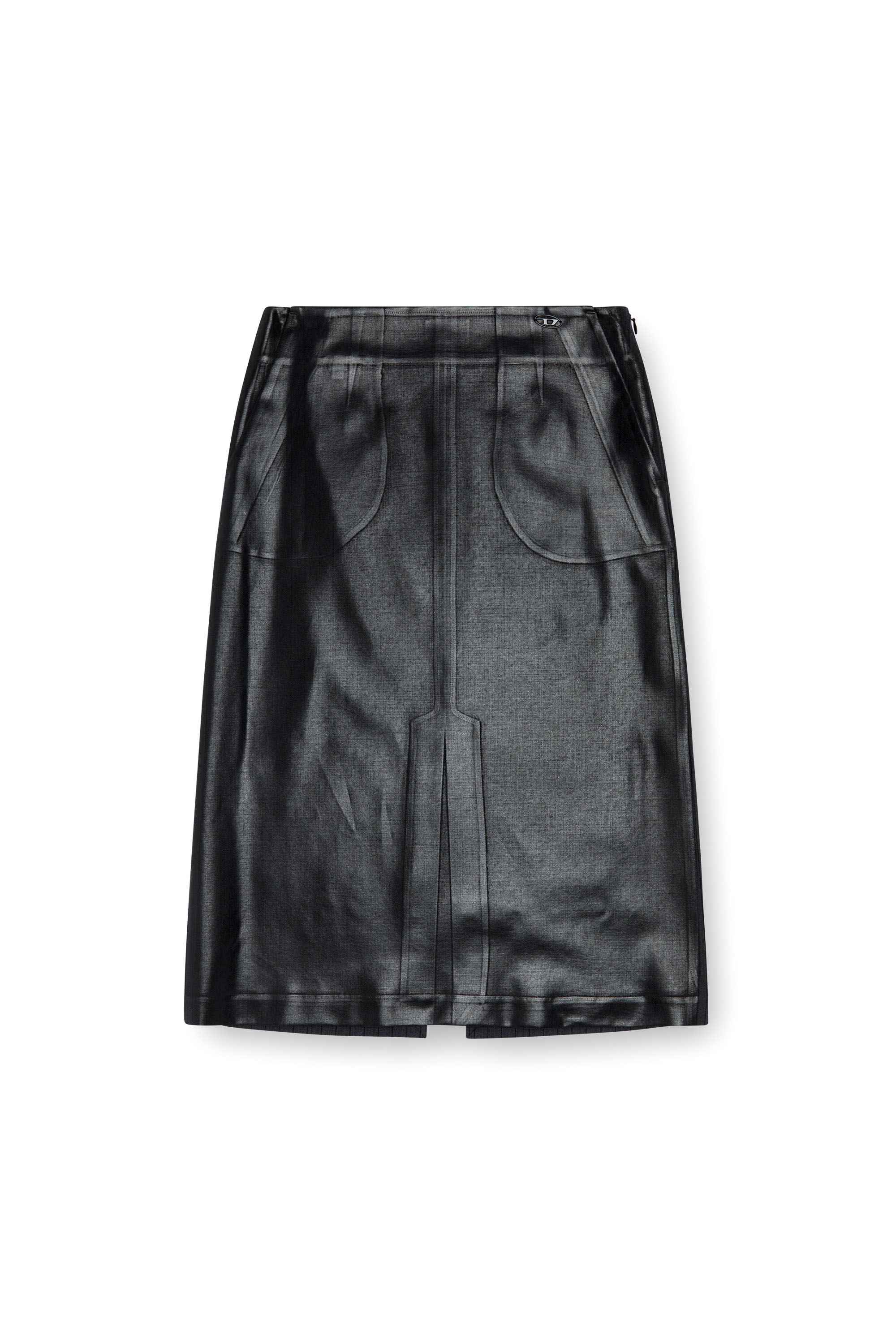 Diesel - O-RION, Woman Pinstripe skirt with coated front in Black - Image 3