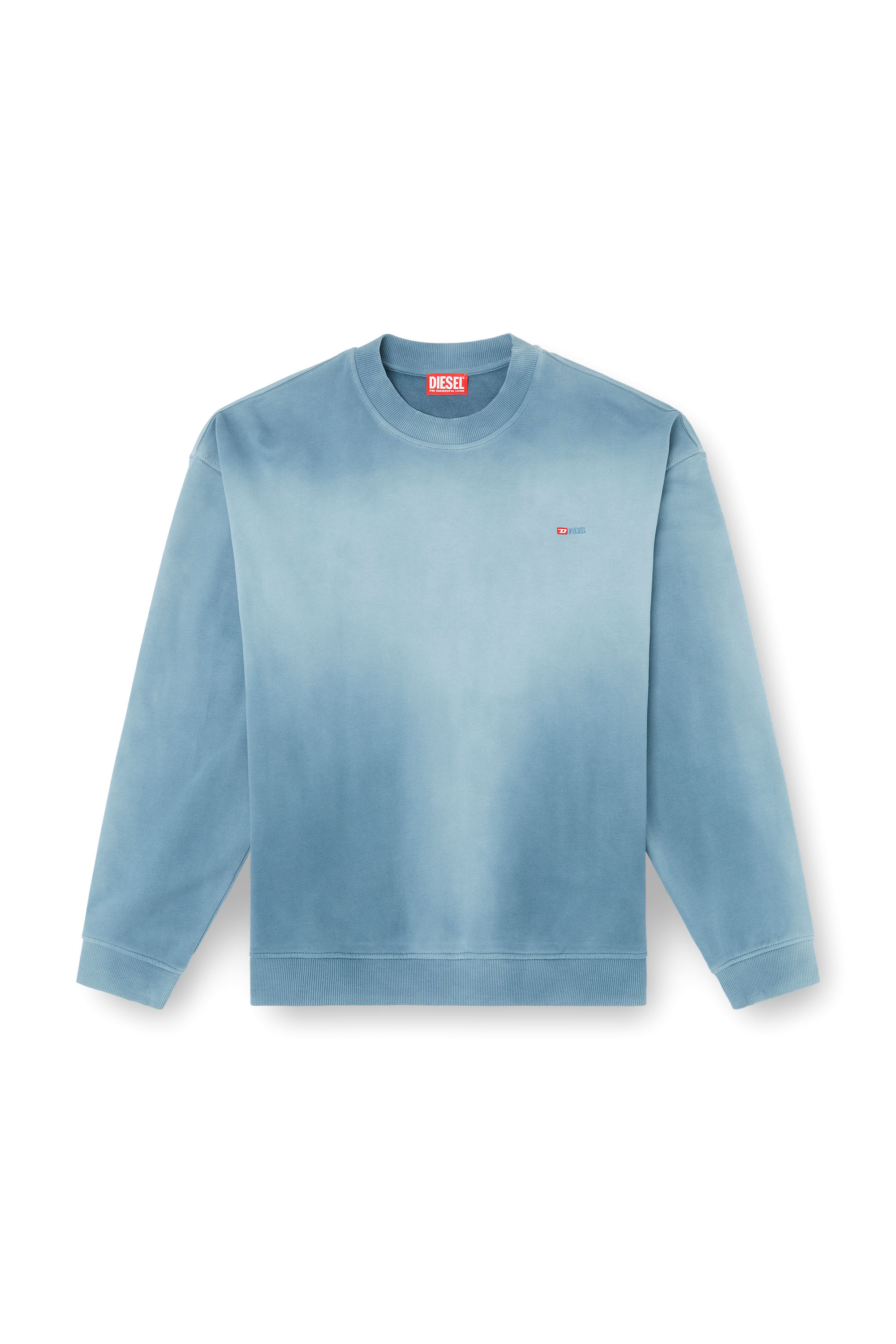 Diesel - S-BOXT-R4, Man's Faded sweatshirt with micro-logo embroidery in Blue - 3