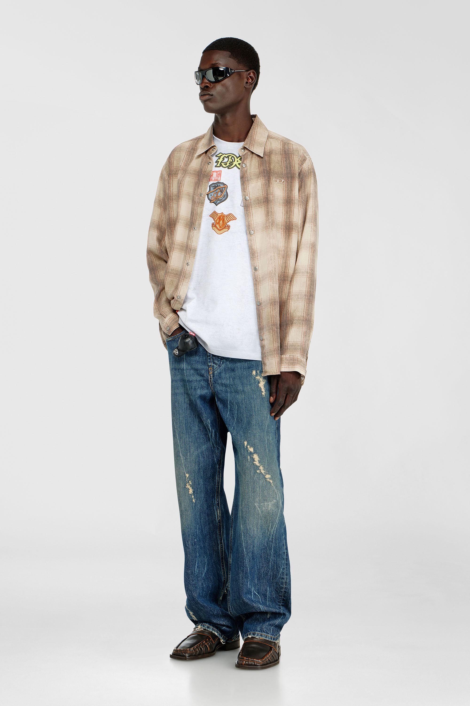 Diesel - T-BOXT-AA6, Man's Cotton T-shirt with all-over patches print in White - 1