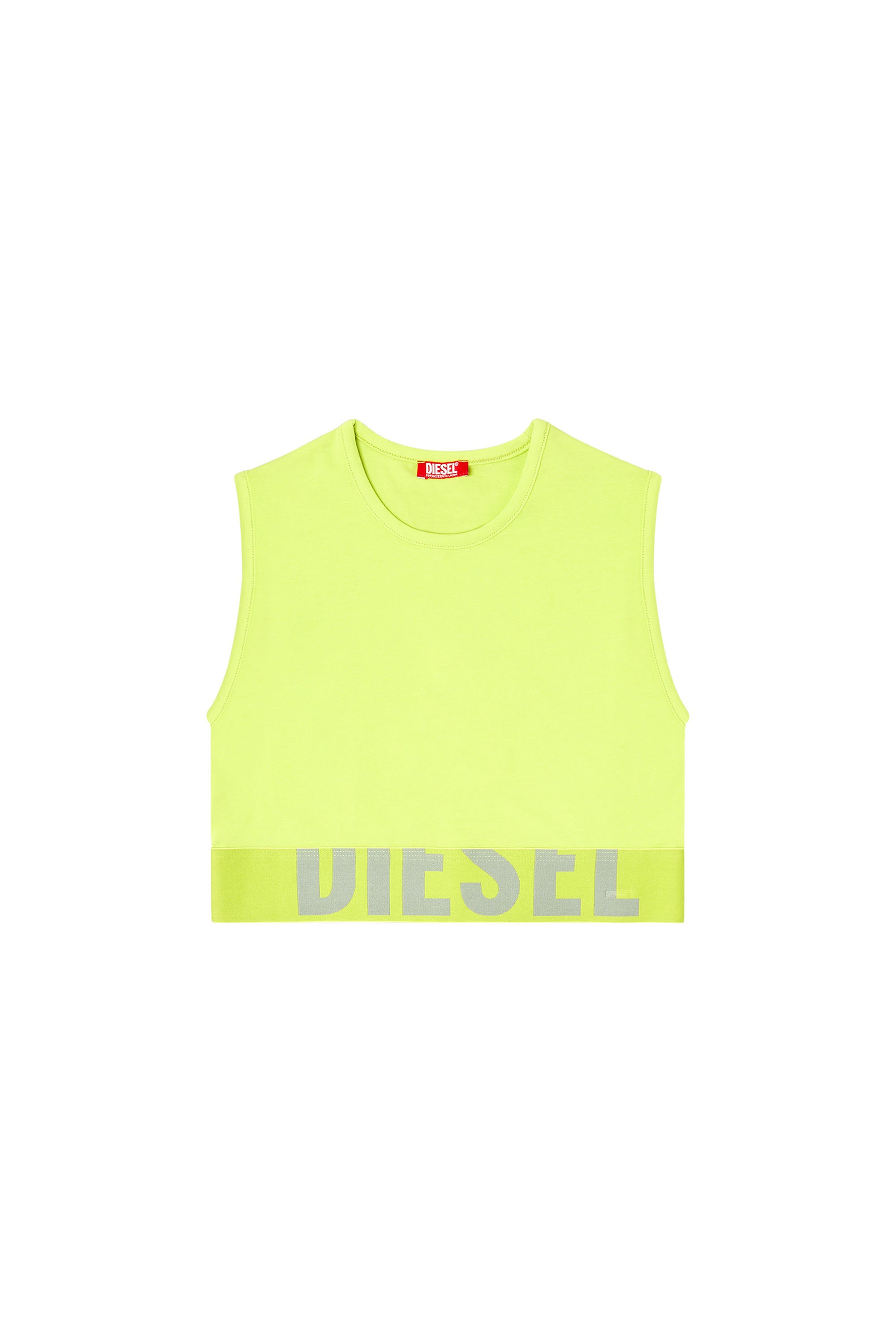 Diesel - ADA-D-POP, Woman's Cropped tank top with cut-off logo in Green Fluo - 3