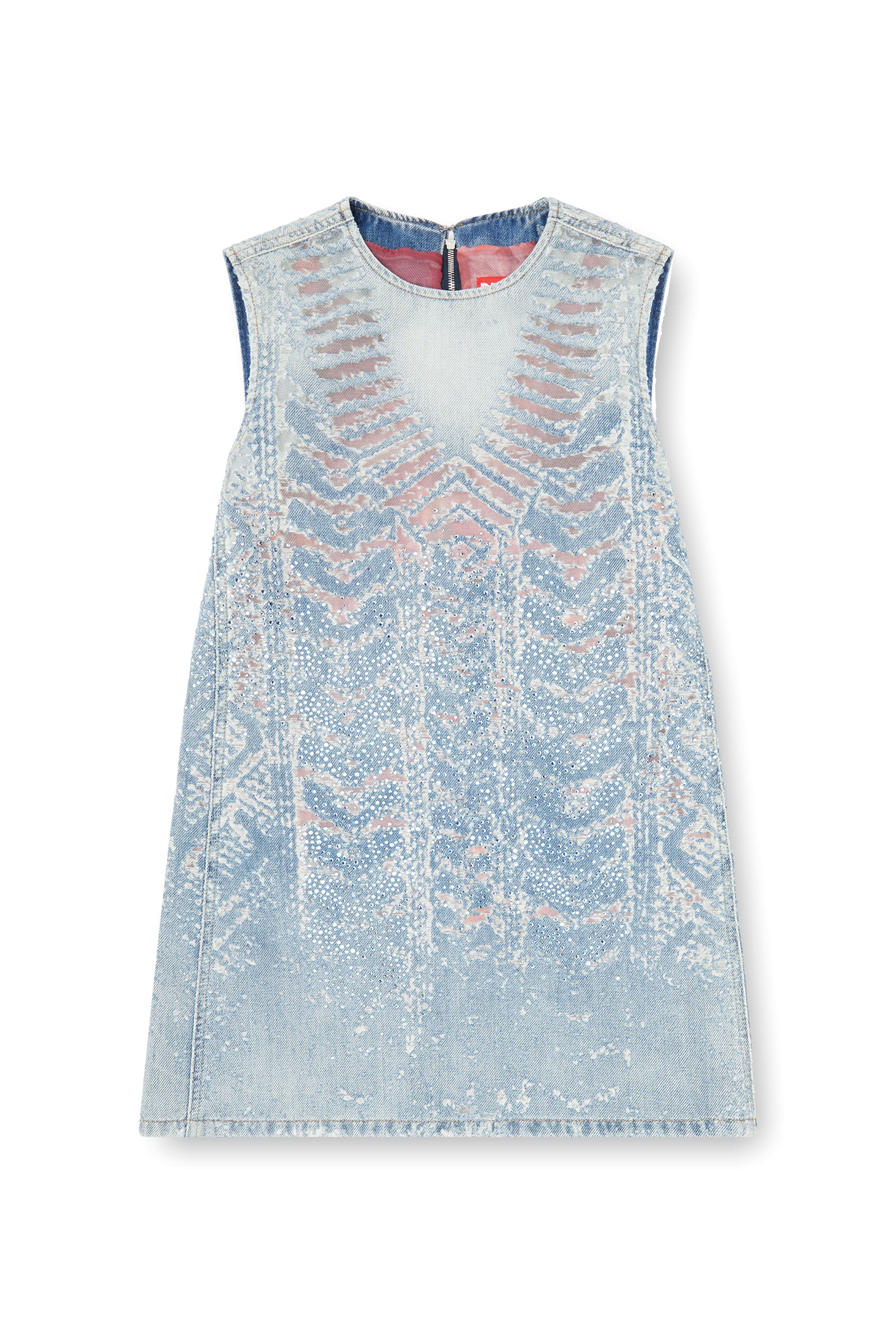 Diesel - DE-MYRELA-S, Woman's Mini dress in microstone devor&eacute; denim in null - 3