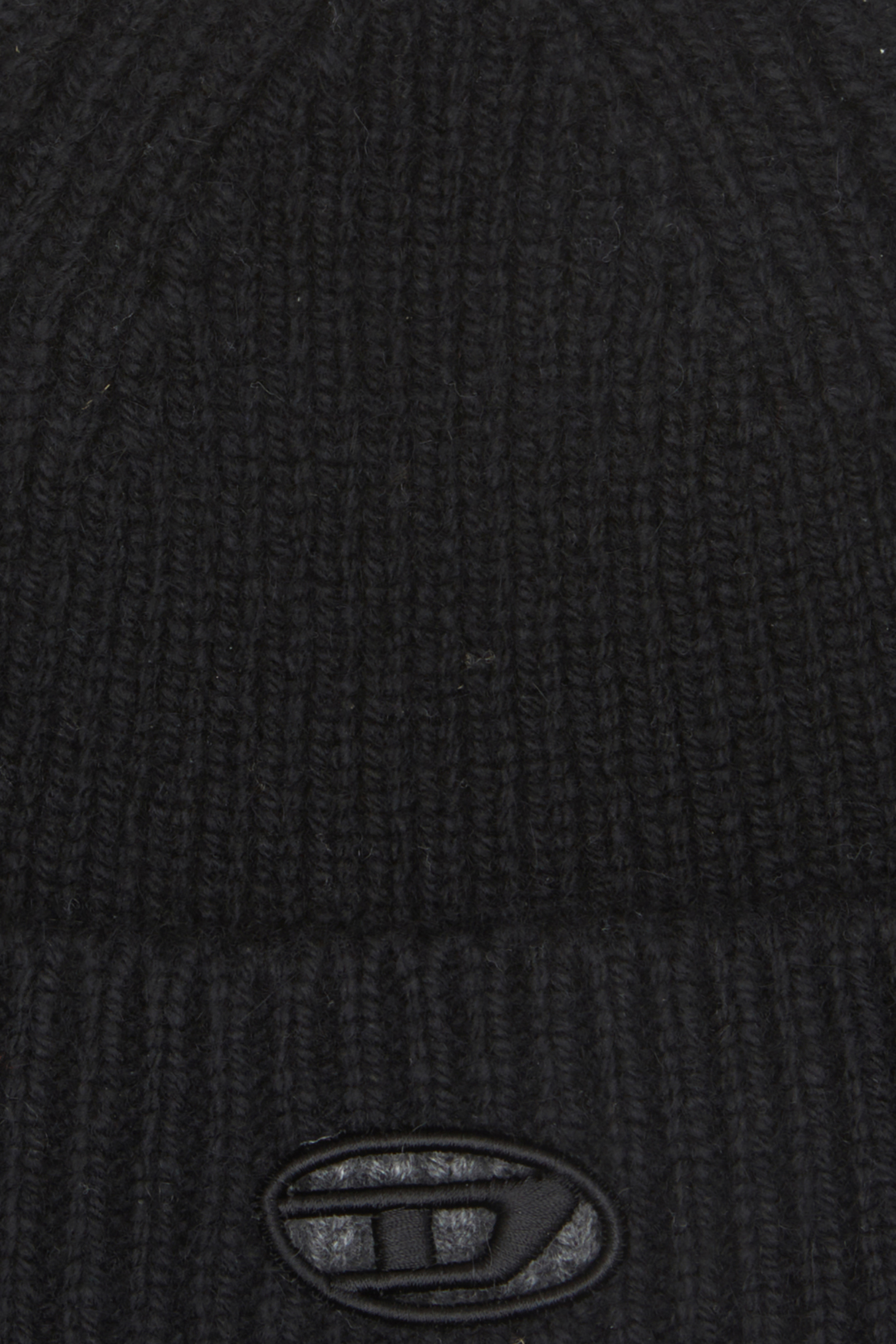 Diesel - K-ARAC, Unisex's Ribbed beanie with Oval D cut-out in Black - 3